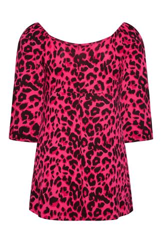 LIMITED COLLECTION Plus Size Hot Pink Foil Leopard Print Oversized T-Shirt