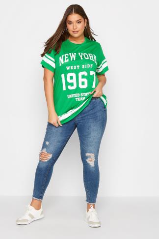 Plus Size Red 'New York' Logo Printed T-Shirt