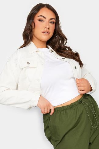 YOURS Plus Size Curve White Denim Jacket | Yours Clothing