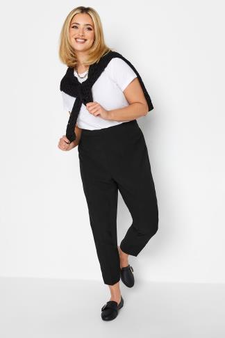 YOURS LONDON Plus Size Black Bow Hem Tapered Trousers