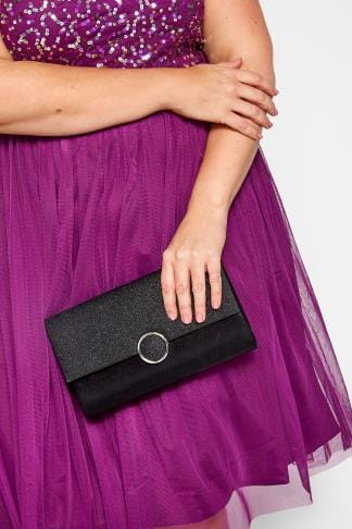 purple glitter clutch bag