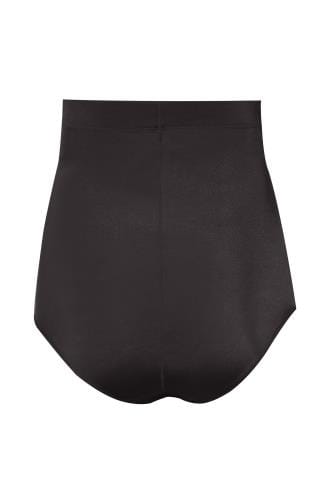 Plus Size Black Satin Control High Waisted Full Brief