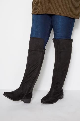 wide calf over knee high boots