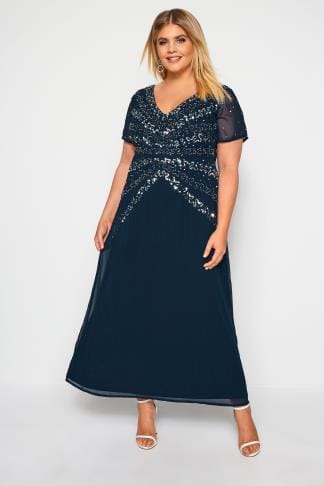 navy embellished maxi dress