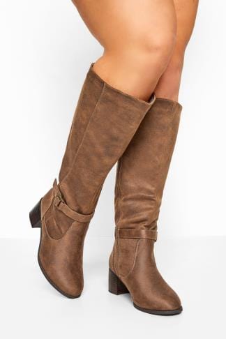 wide suede boots