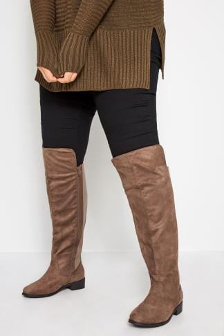 taupe over the knee boots