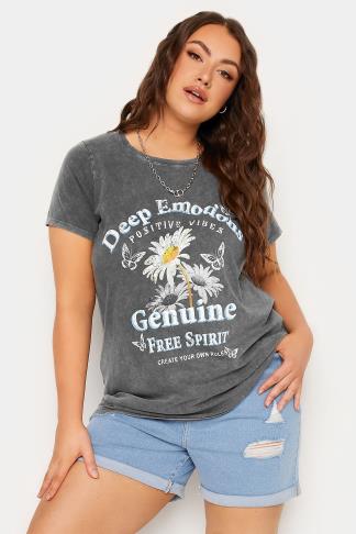 Plus Charcoal Acid Wash T-Shirt, Plus Size