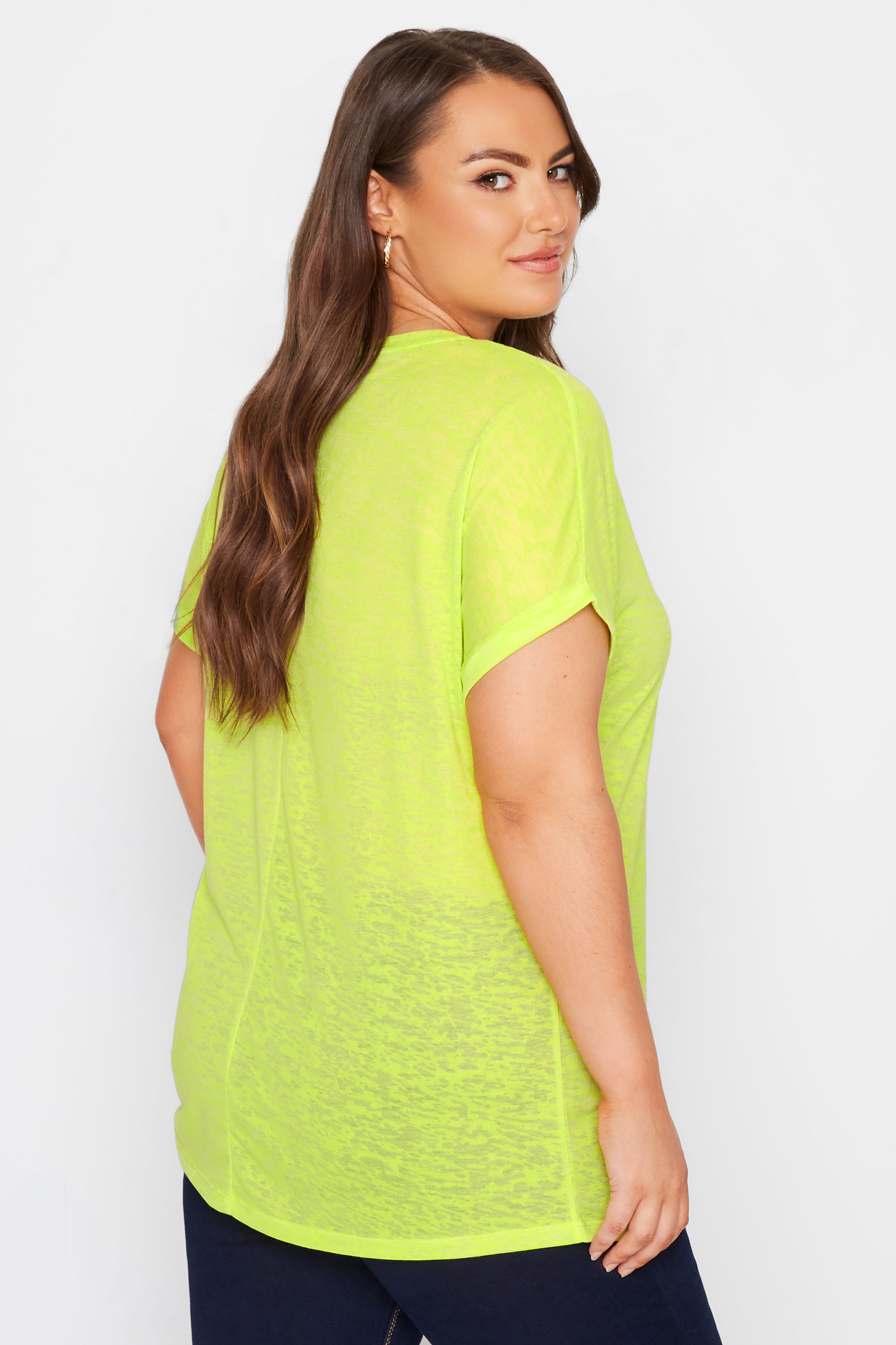 Plus Size Yellow Burnout Grown On Sleeve T-Shirt | Yours Clothing 3