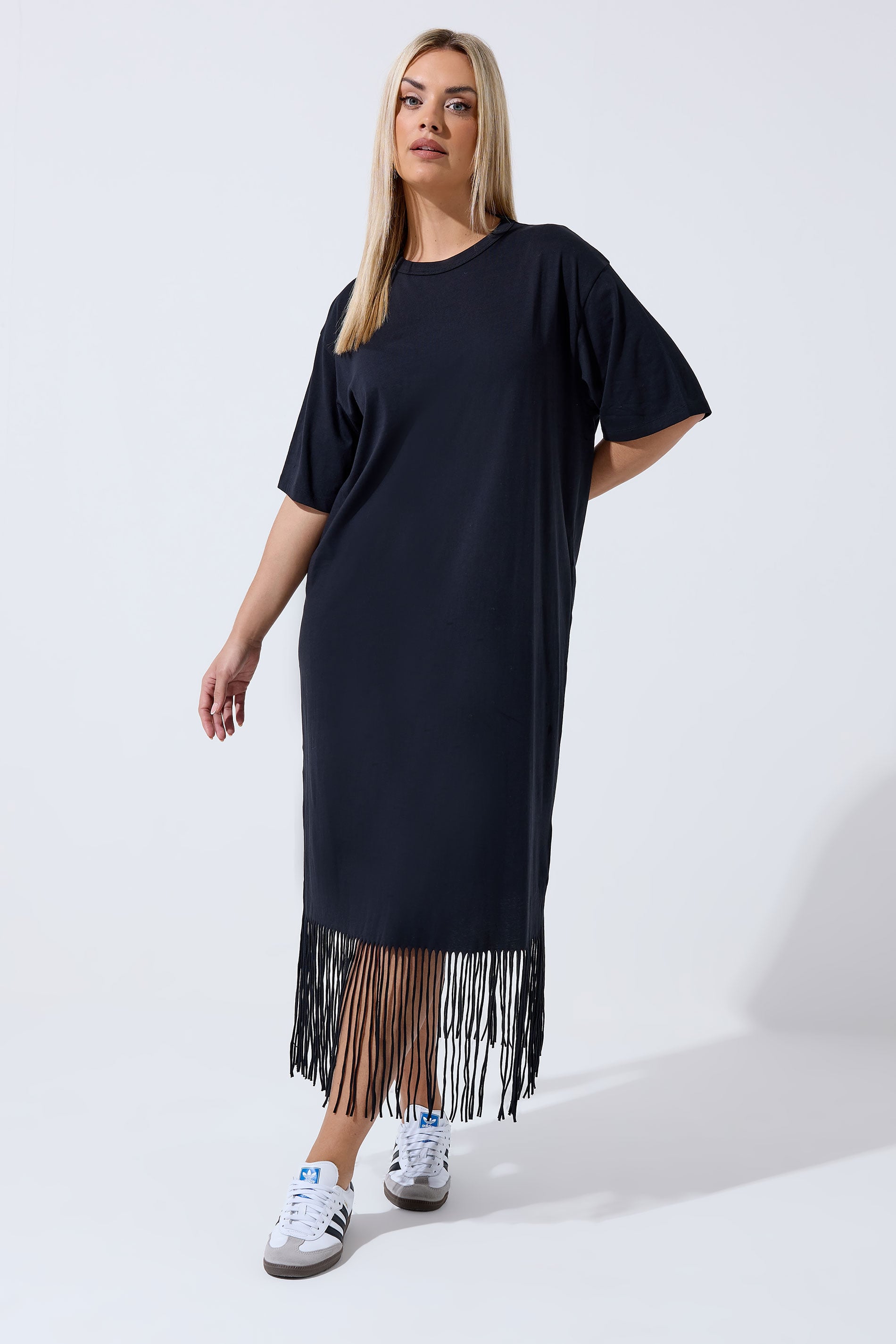 LIMITED COLLECTION Plus Size Black Tassel Beach Dress | Yours Clothing 1