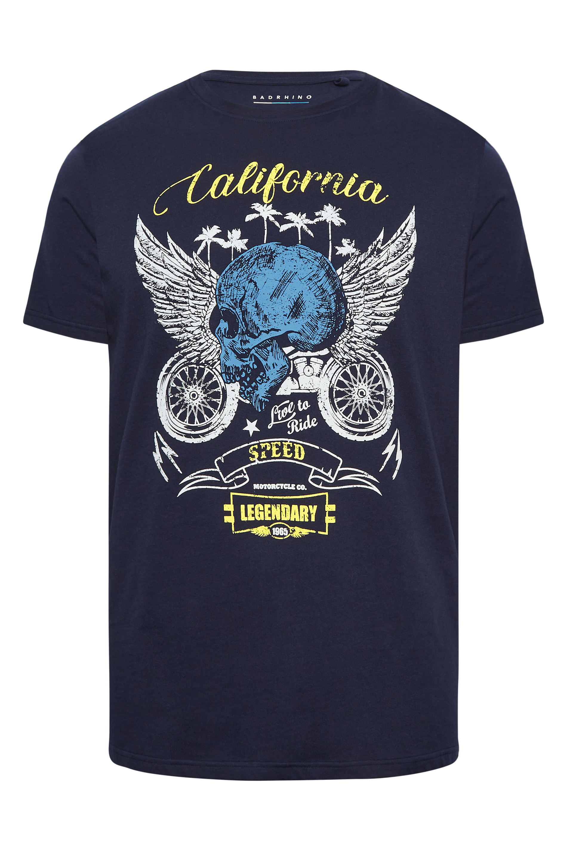 BadRhino Big & Tall Navy Blue California Skull Print T-Shirt | BadRhino 3