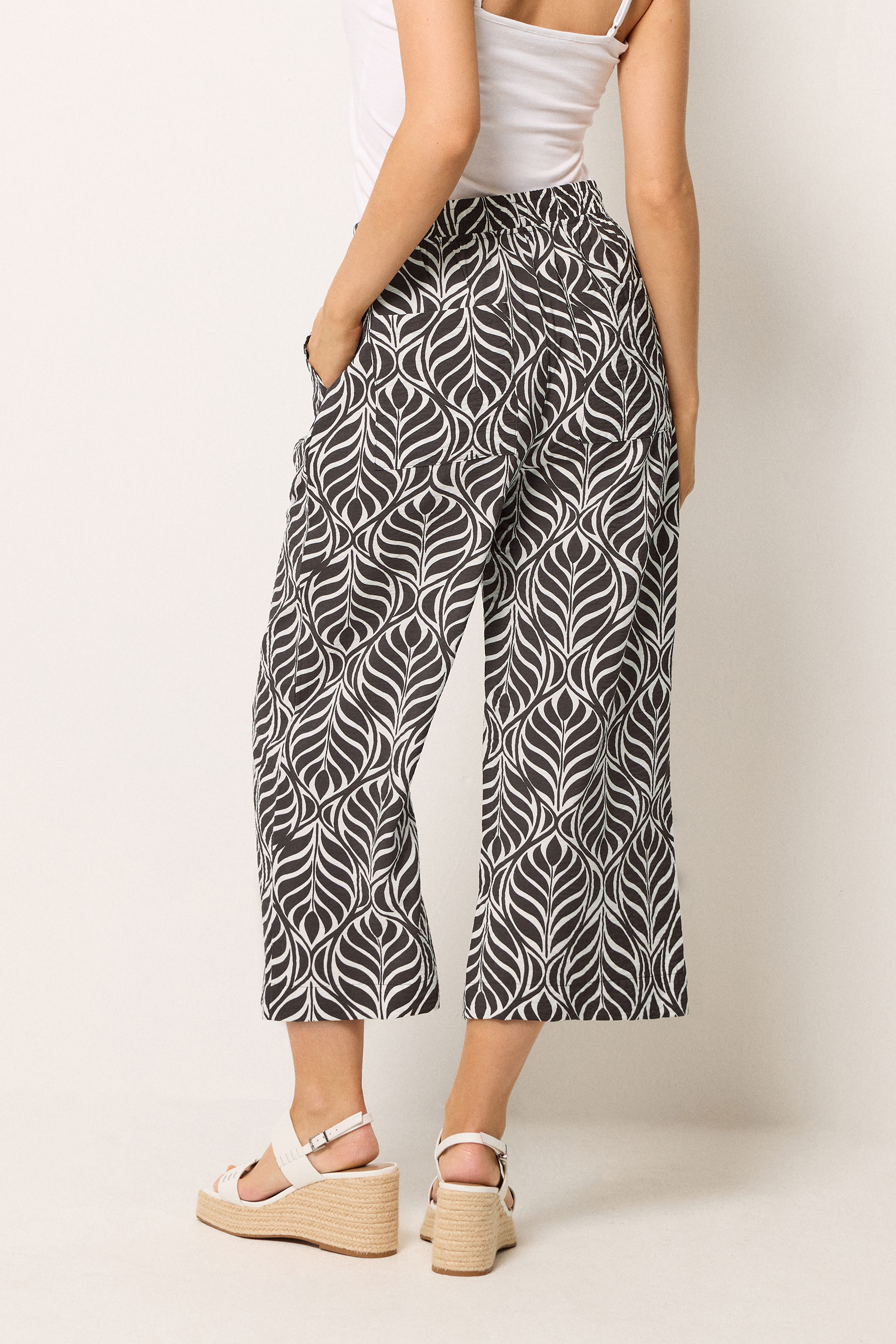 M&Co Brown Leaf Print Culottes | M&Co 2