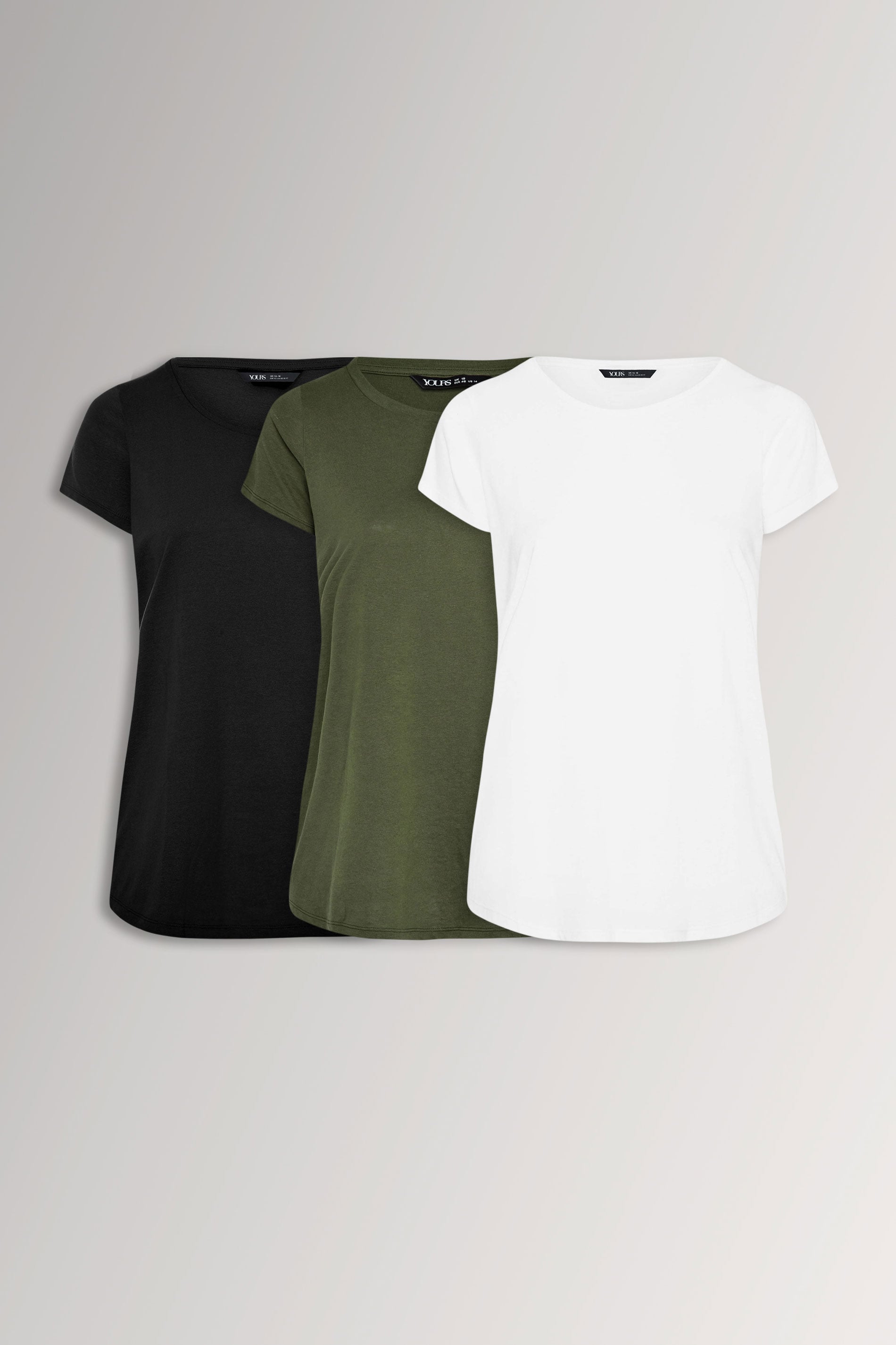 YOURS 3 PACK Plus Size Green & Black Core T-Shirts | Yours Clothing 3
