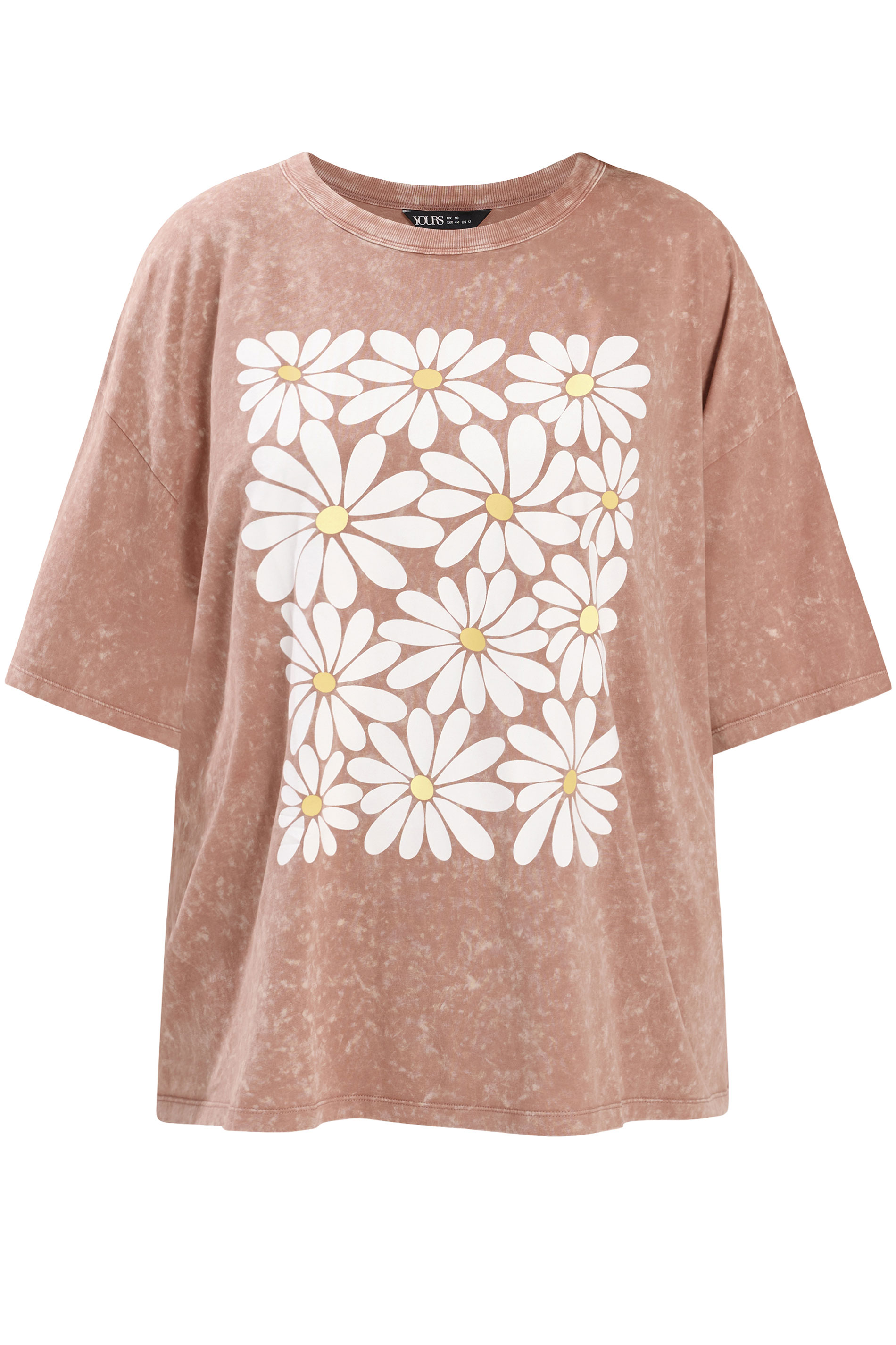 YOURS Plus Size Pink Acid Wash Boxy Daisy Print T-Shirt | Yours Clothing 5
