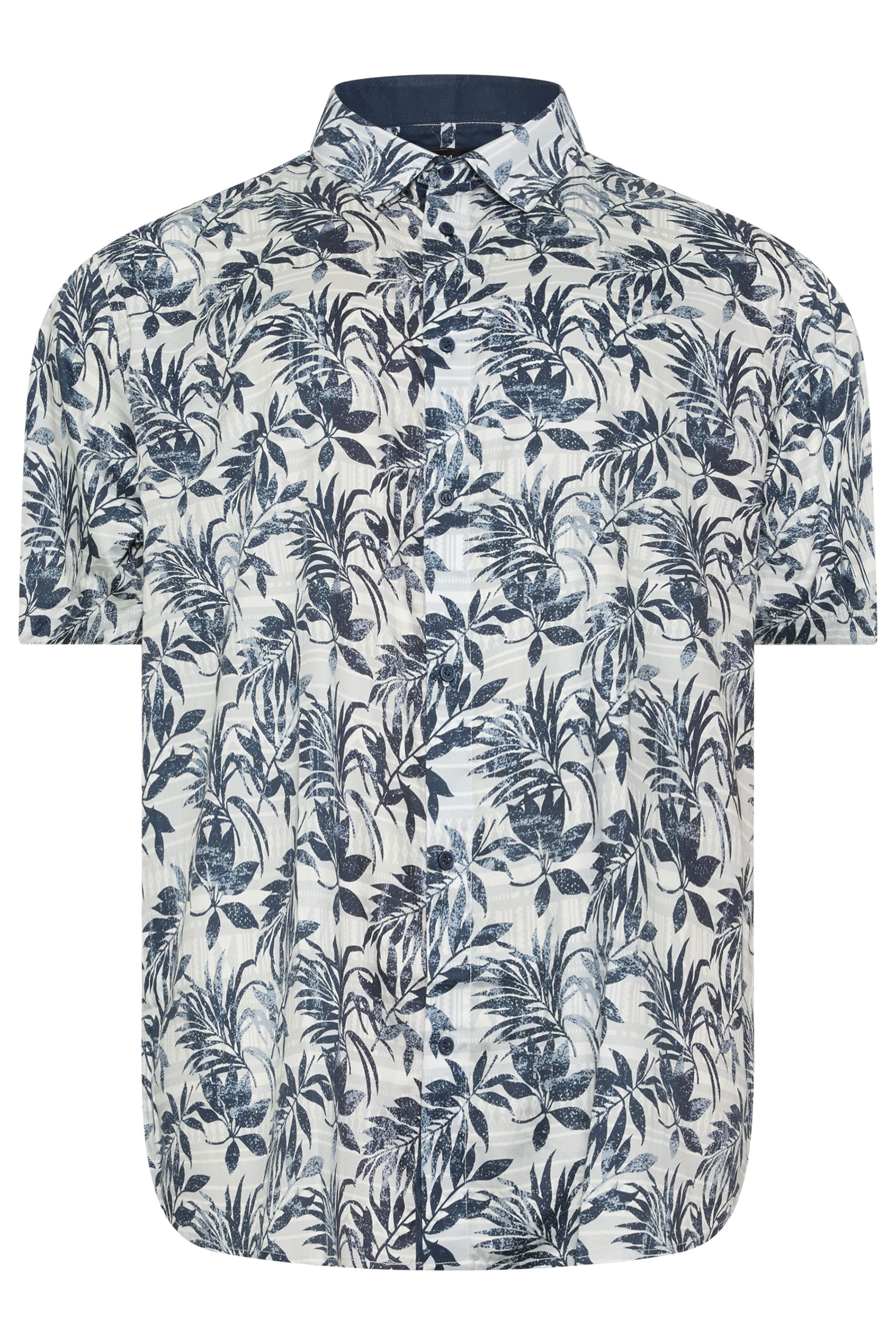 KAM Big & Tall Silver Grey Floral Print Shirt | BadRhino 2