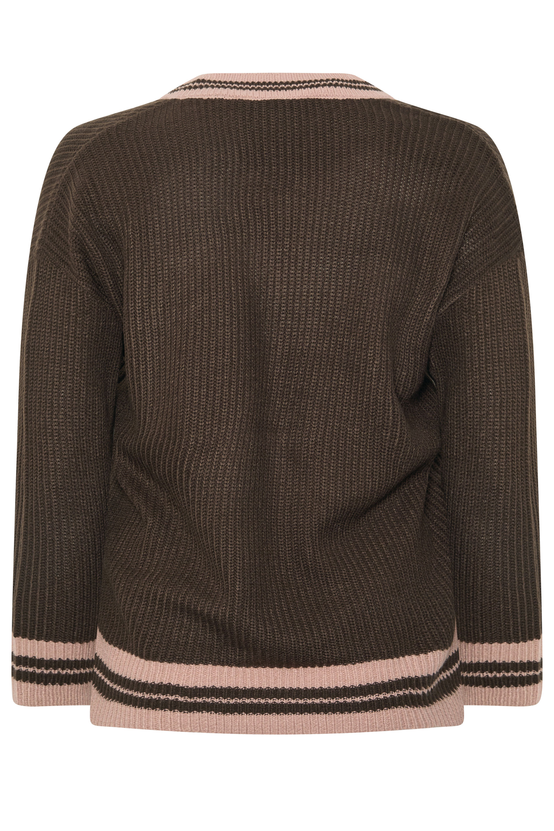 YOURS Plus Size Chocolate Brown Contrast Knitted Jumper | Yours Clothing 2