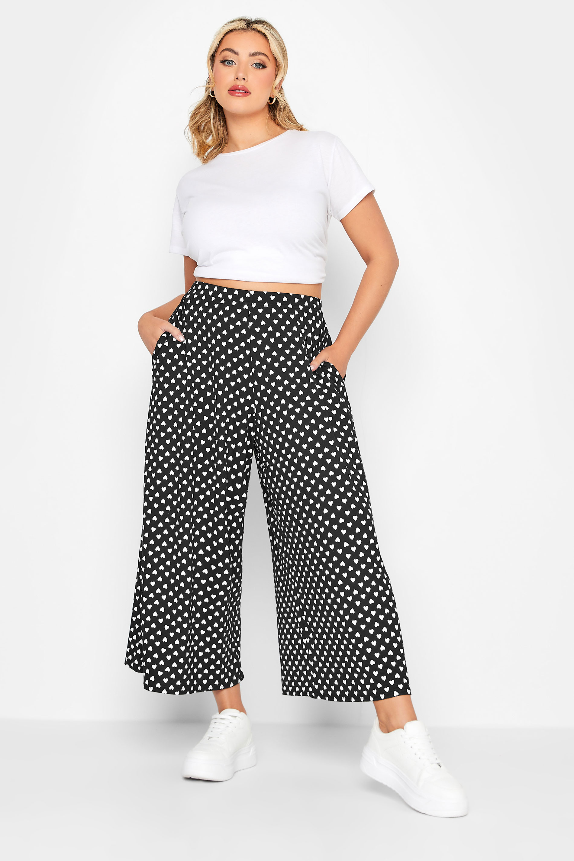 LIMITED COLLECTION Plus Size Black Extra Wide Leg Culottes | Yours Clothing  1