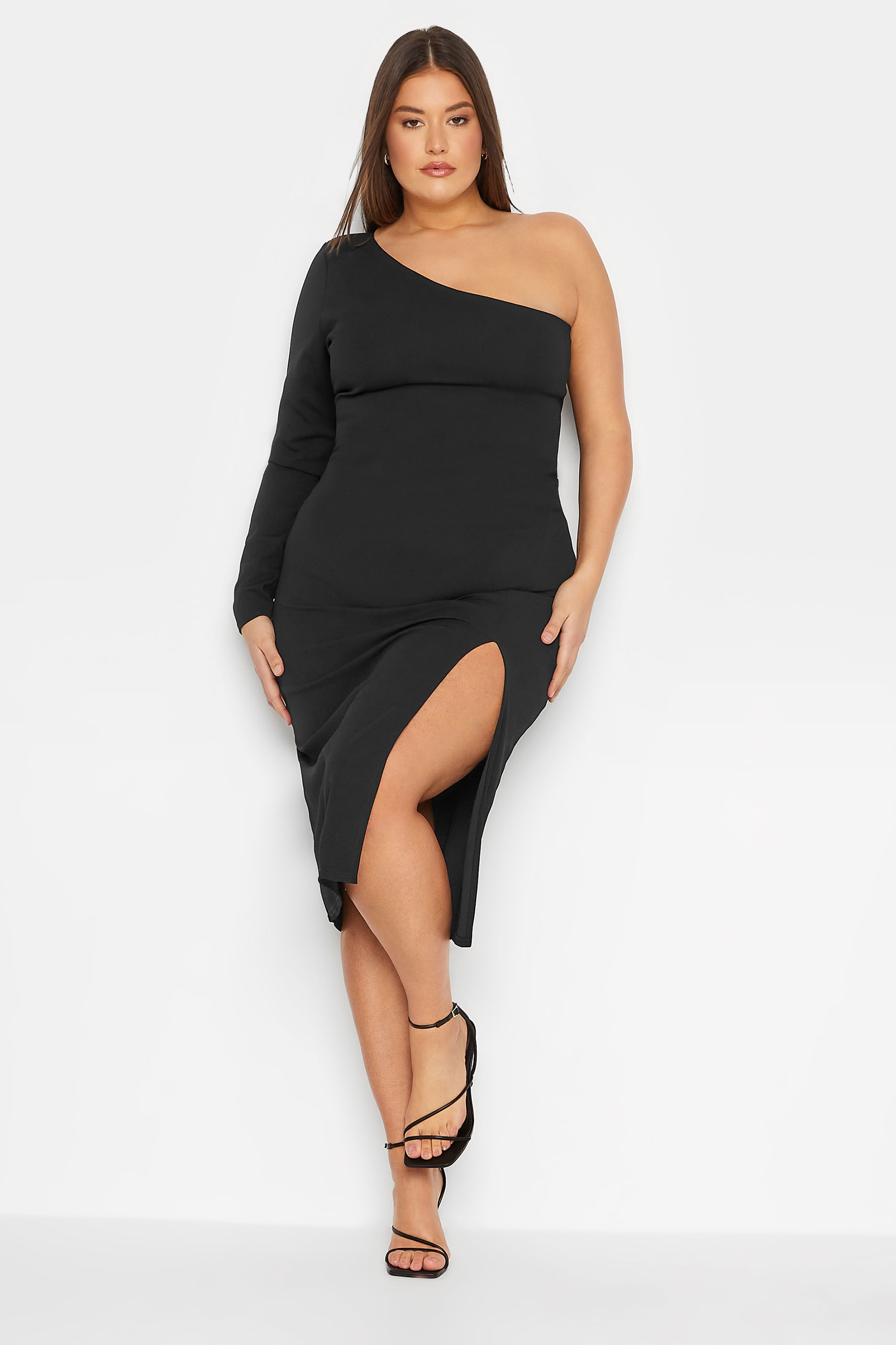 LTS Tall Women's Black One Shoulder Dress | Long Tall Sally 1