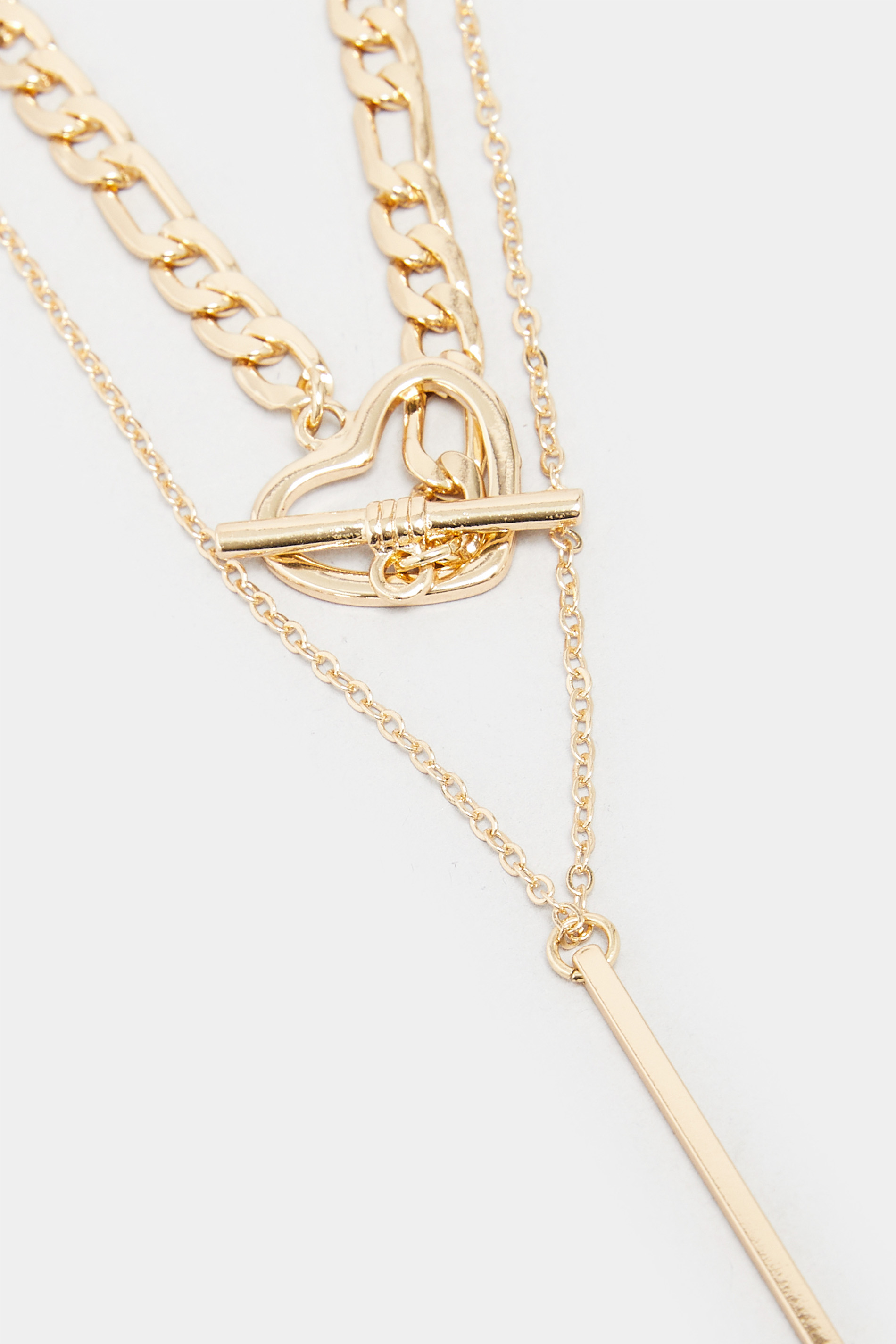 Gold Tone Double Layer Heart Chain Necklace | Yours Clothing 3