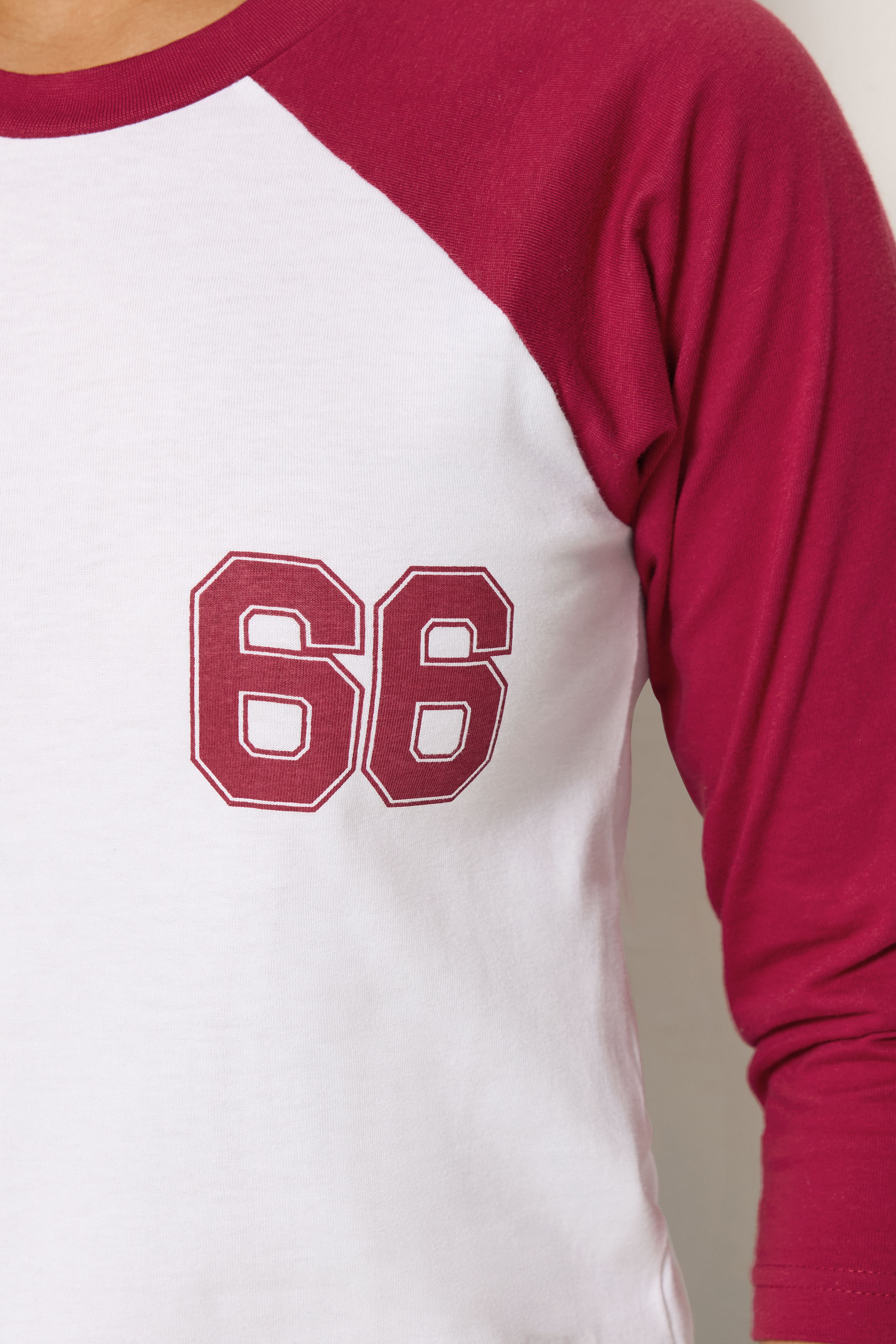 PixieGirl Petite Women's Red '66' Slogan Cotton Raglan T-Shirt | PixieGirl 4