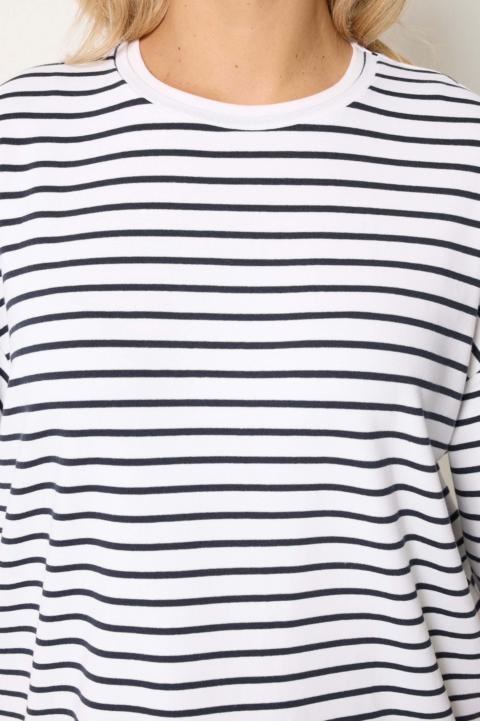 YOURS Plus Size White Stripe Ringer T-Shirt | Yours Clothing 4