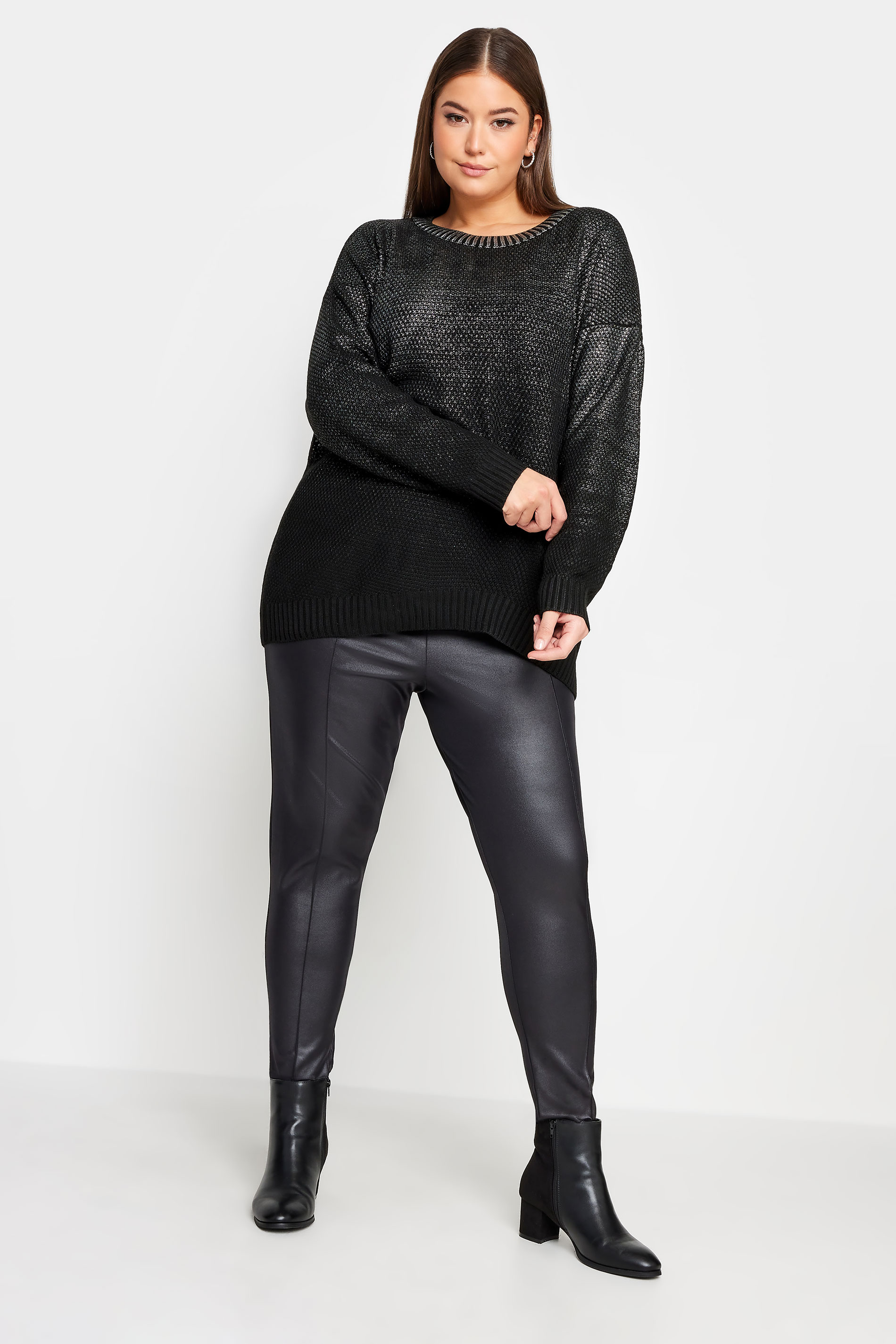 YOURS Curve Black Metallic Jumper | Yours Clothing 2