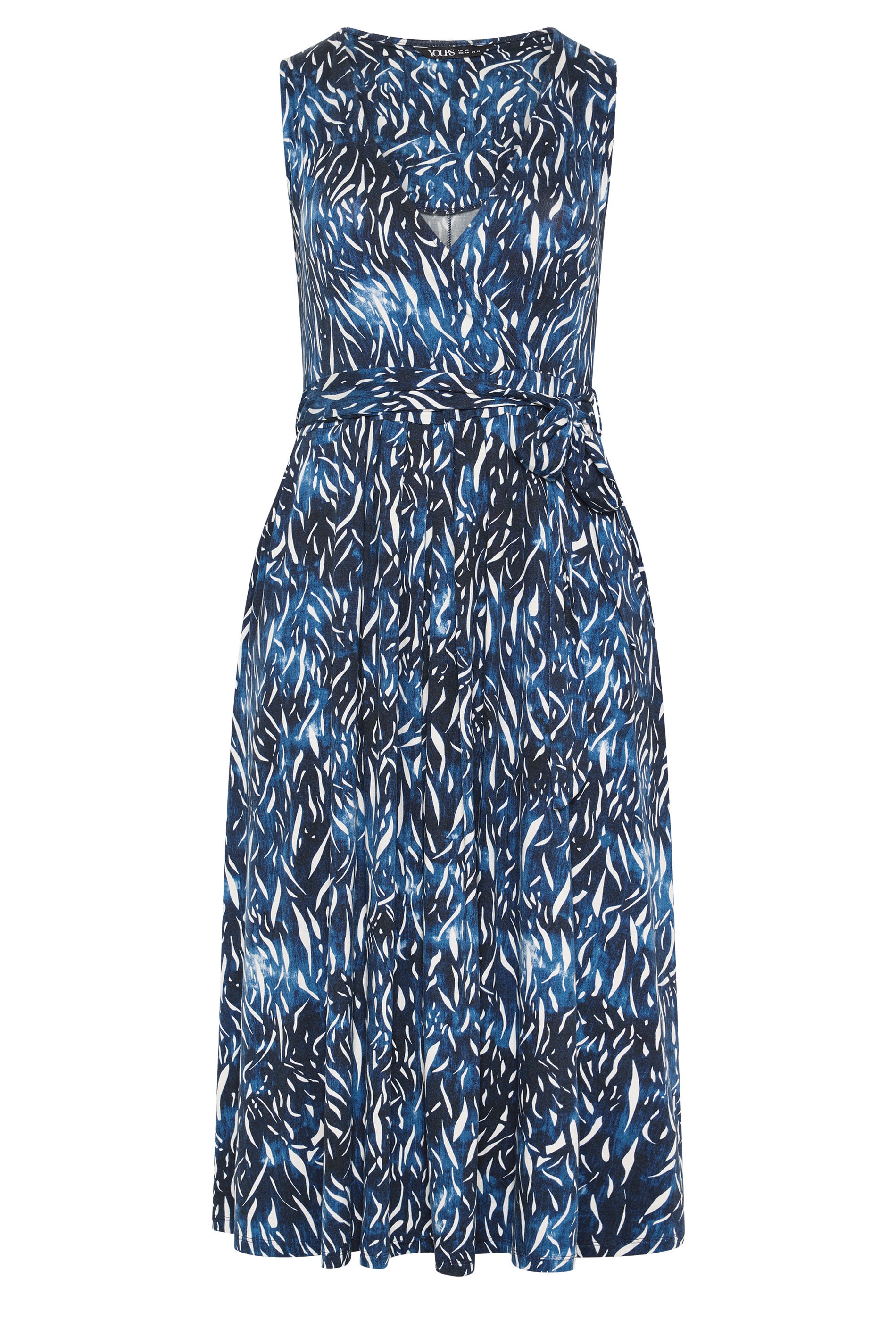 YOURS Plus Size Navy Blue Abstract Wrap Front Dress | Yours Clothing 5