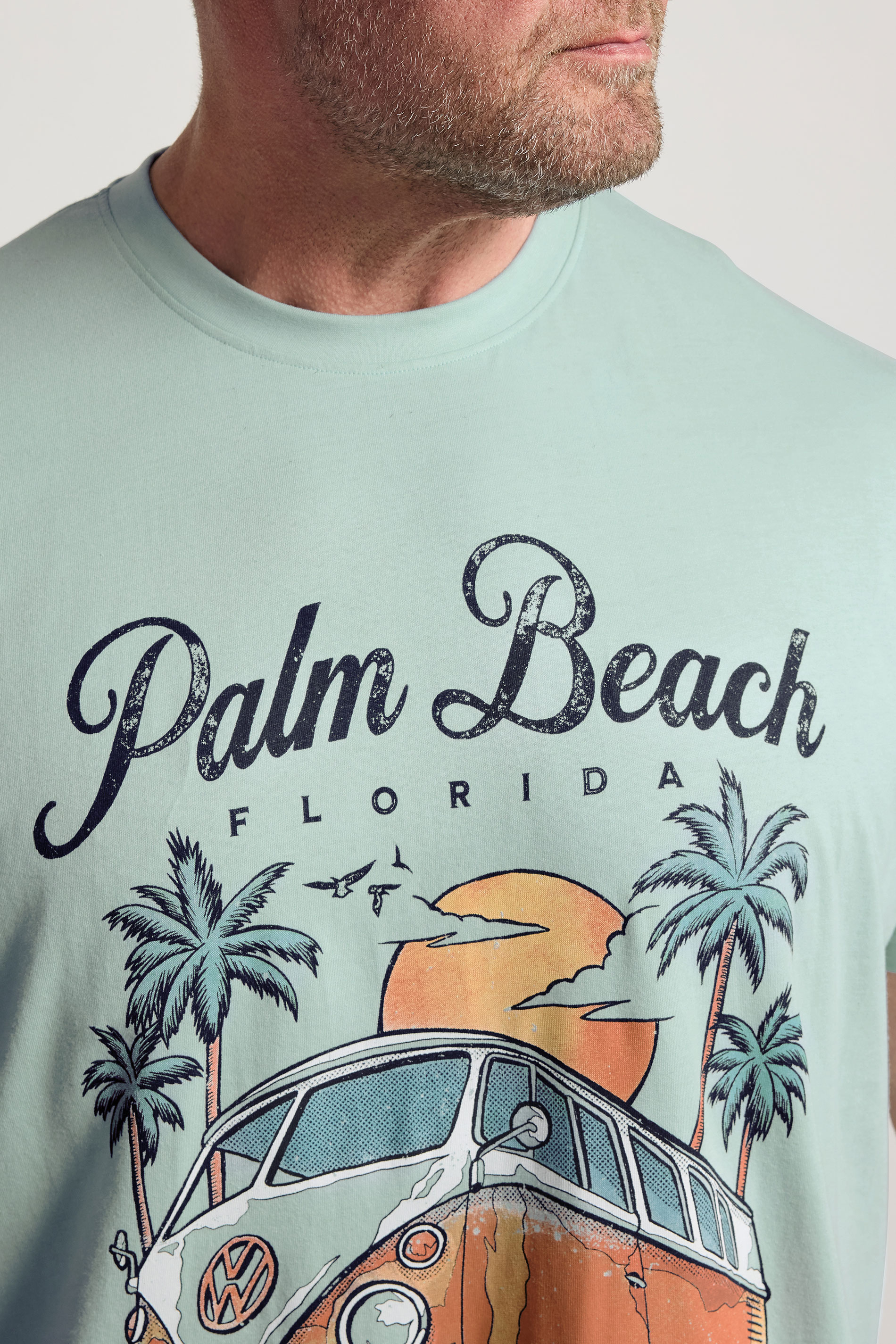 BadRhino Big & Tall Blue Extra Long Palm Beach VW Graphic T-Shirt | BadRhino 4
