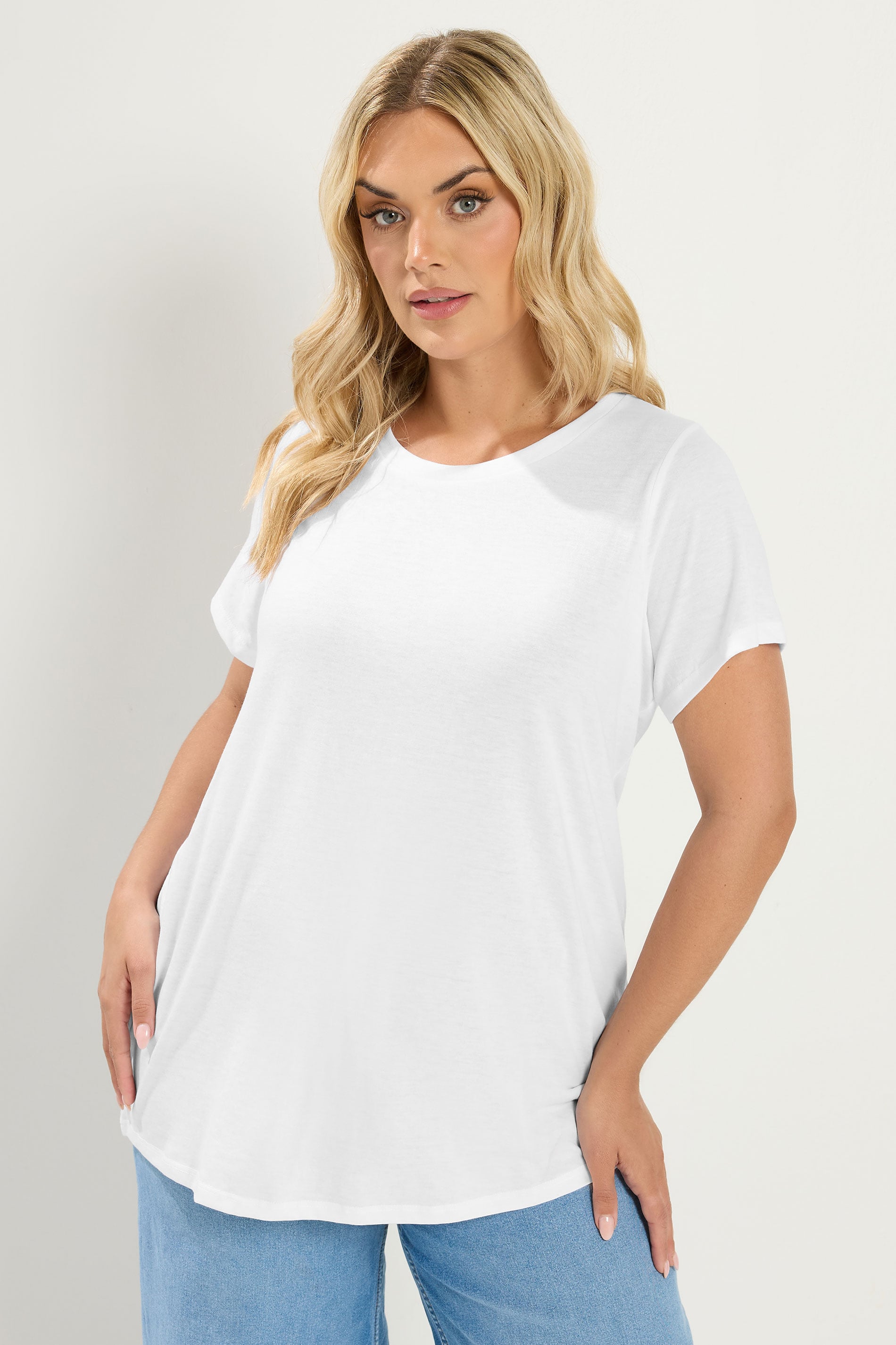 YOURS Plus Size White Basic T-Shirt | Yours Clothing 3