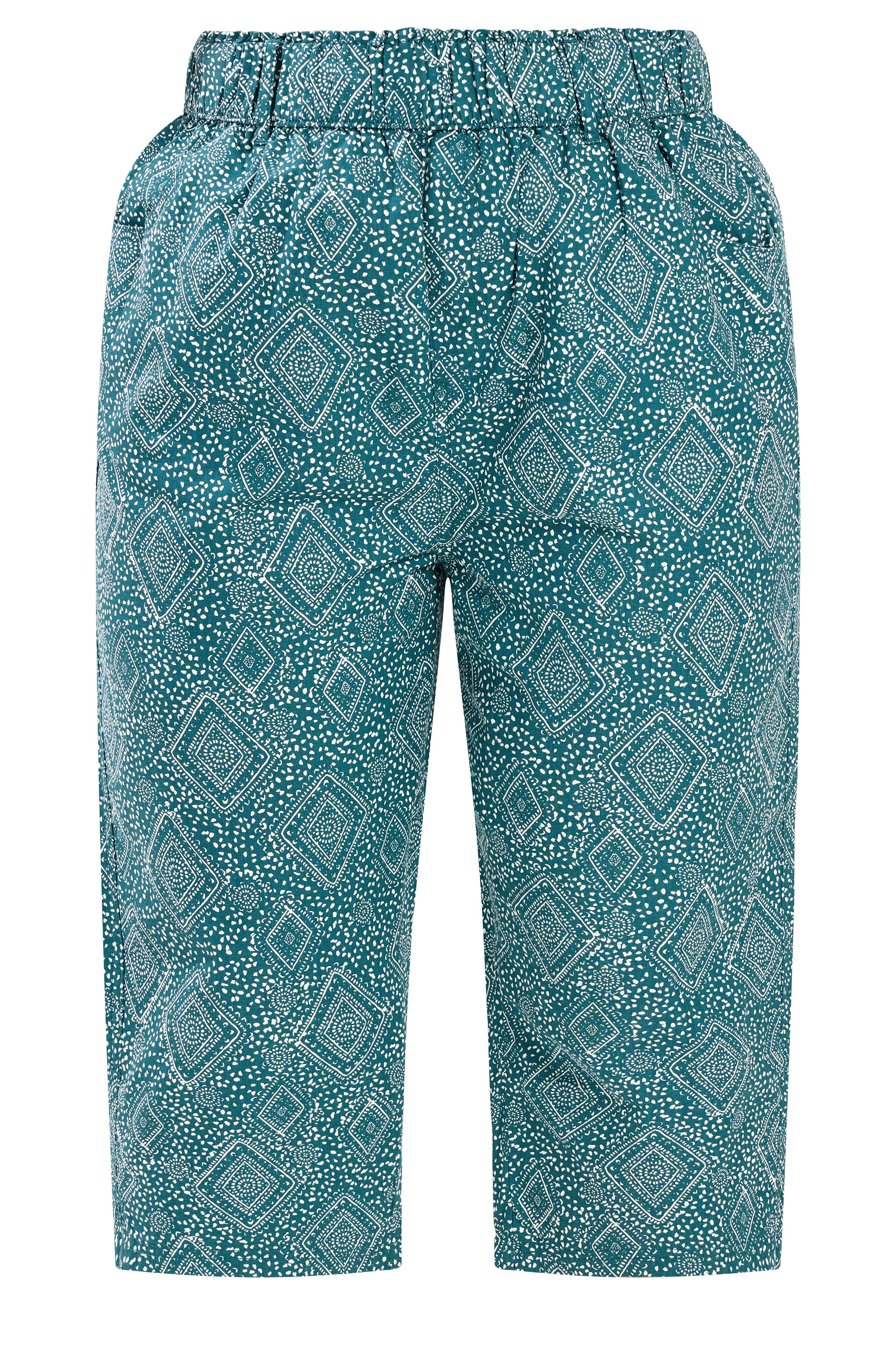 YOURS Plus Size Green Paisley Cropped Trousers | Yours Clothing 5
