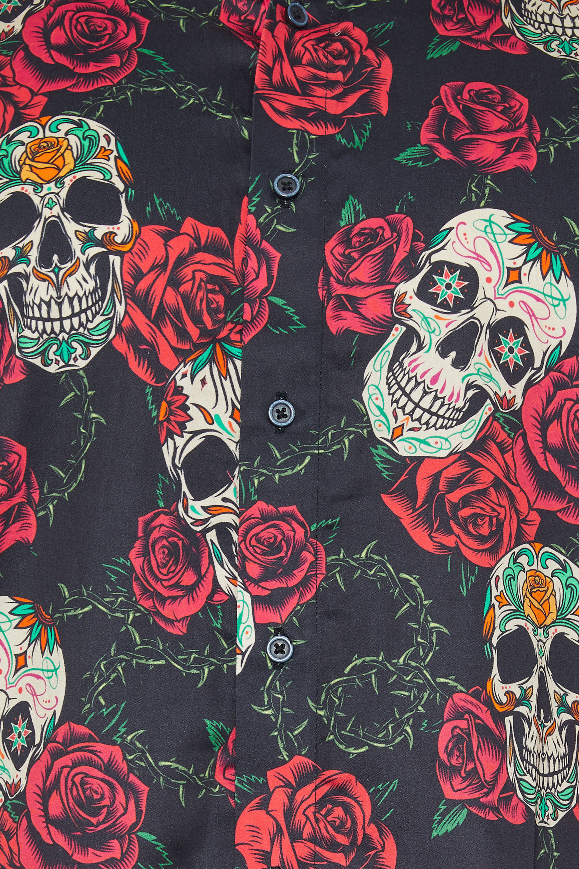 KAM Black Rose & Skull Print Shirt | BadRhino 2