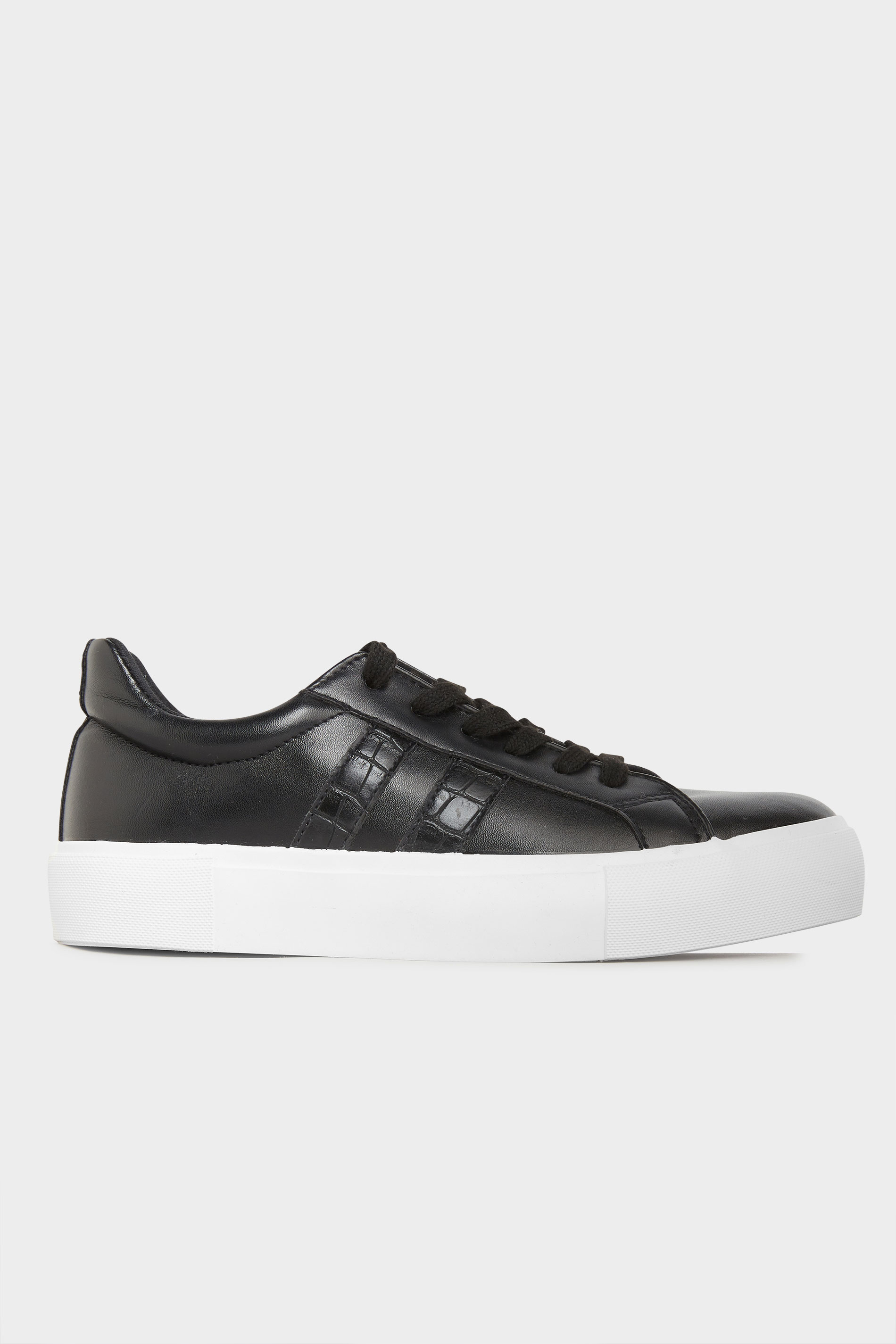 LIMITED COLLECTION Black Platform Stripe Trainers In Wide Fit | Yours ...