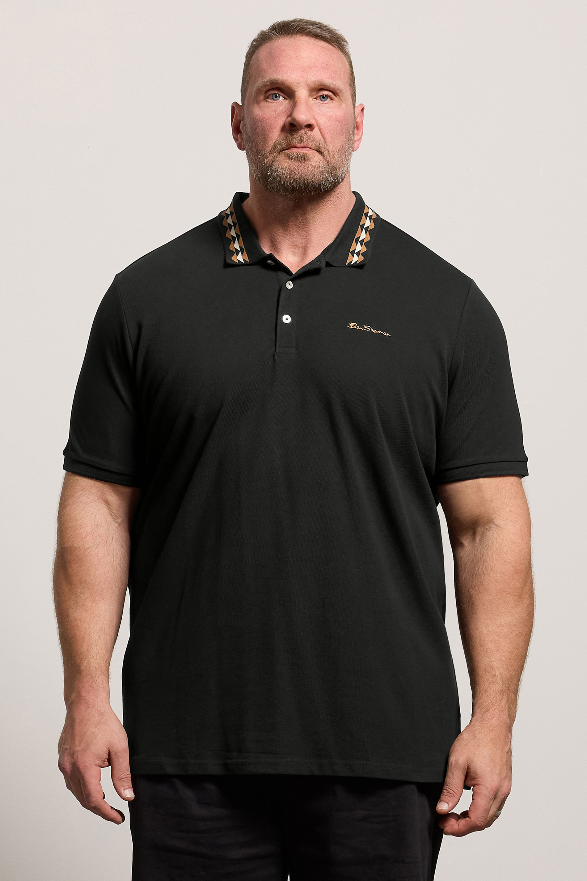 Ben Sherman Big & Tall Black Pique Polo Shirt | BadRhino 3