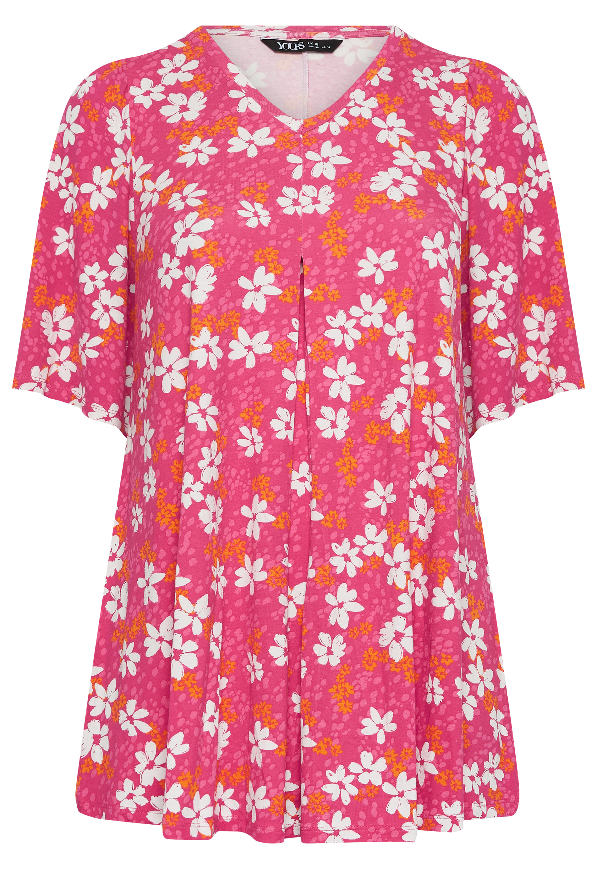 YOURS Curve Plus Size Pink Floral Ditsy Top | Yours Clothing