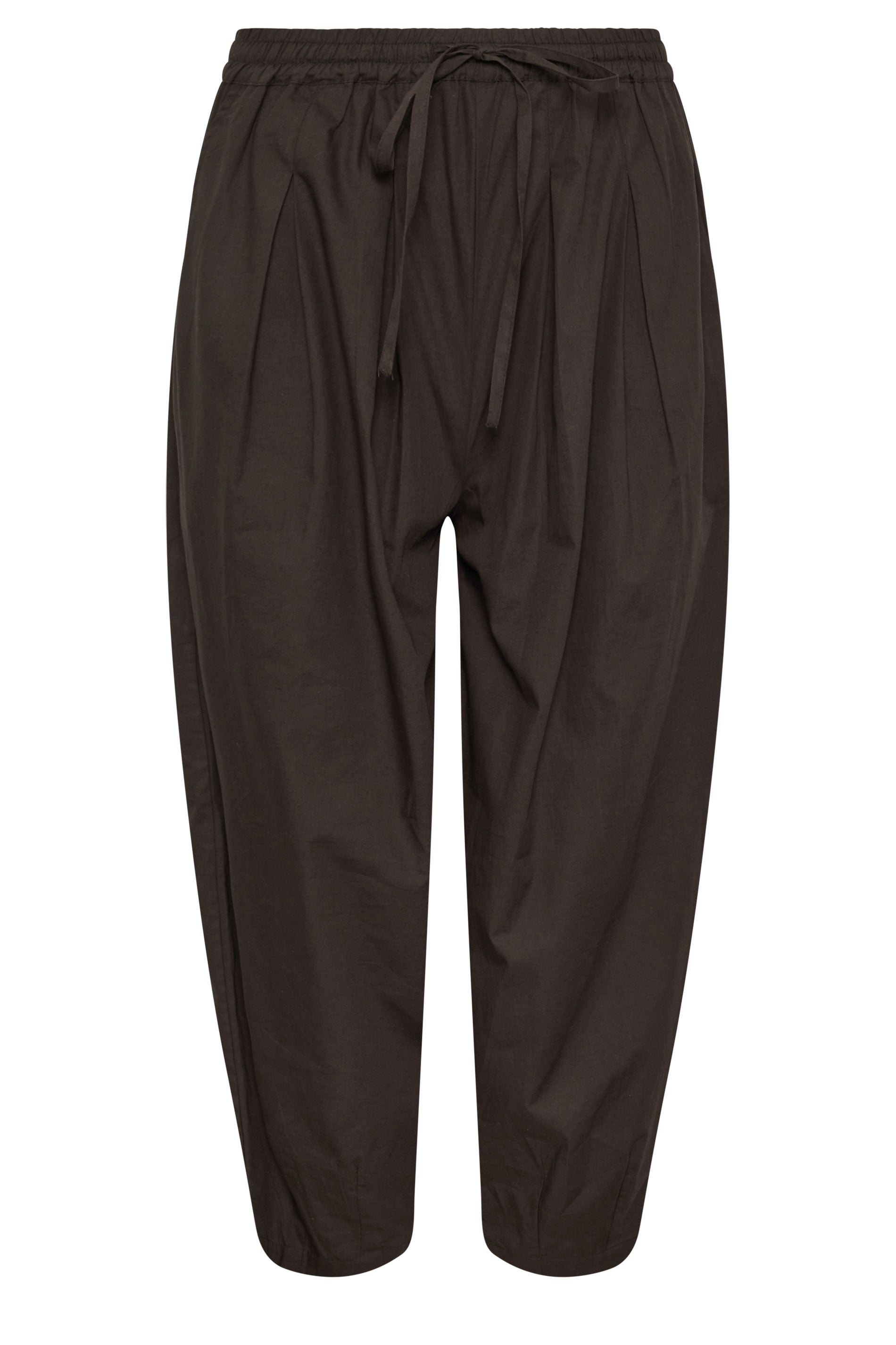 PixieGirl Petite Women's Chocolate Brown Poplin Cotton Barrel Leg Trousers | PixieGirl 5
