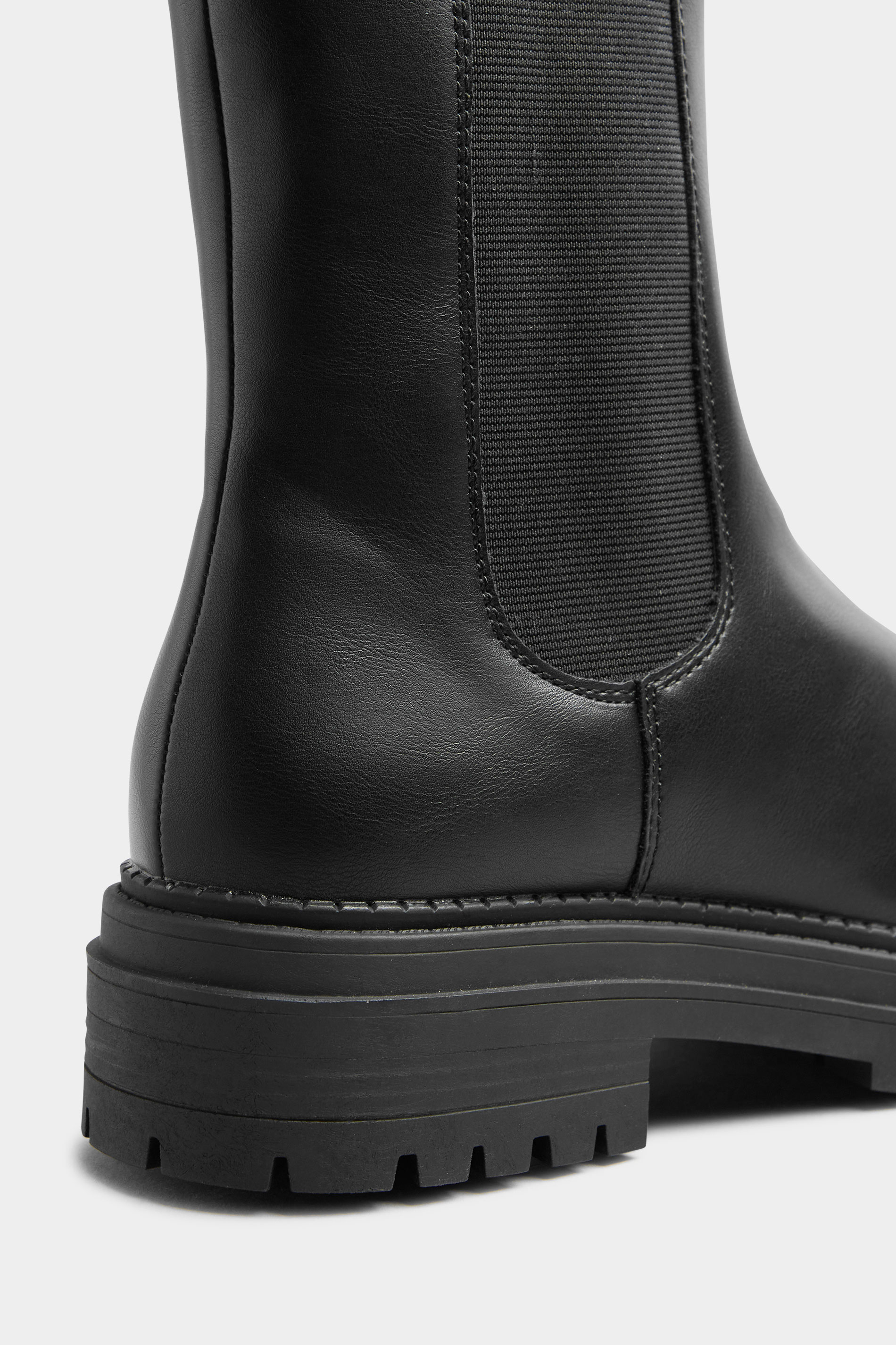 LIMITED COLLECTION Black Leather Look Chunky High Chelsea Boots In ...