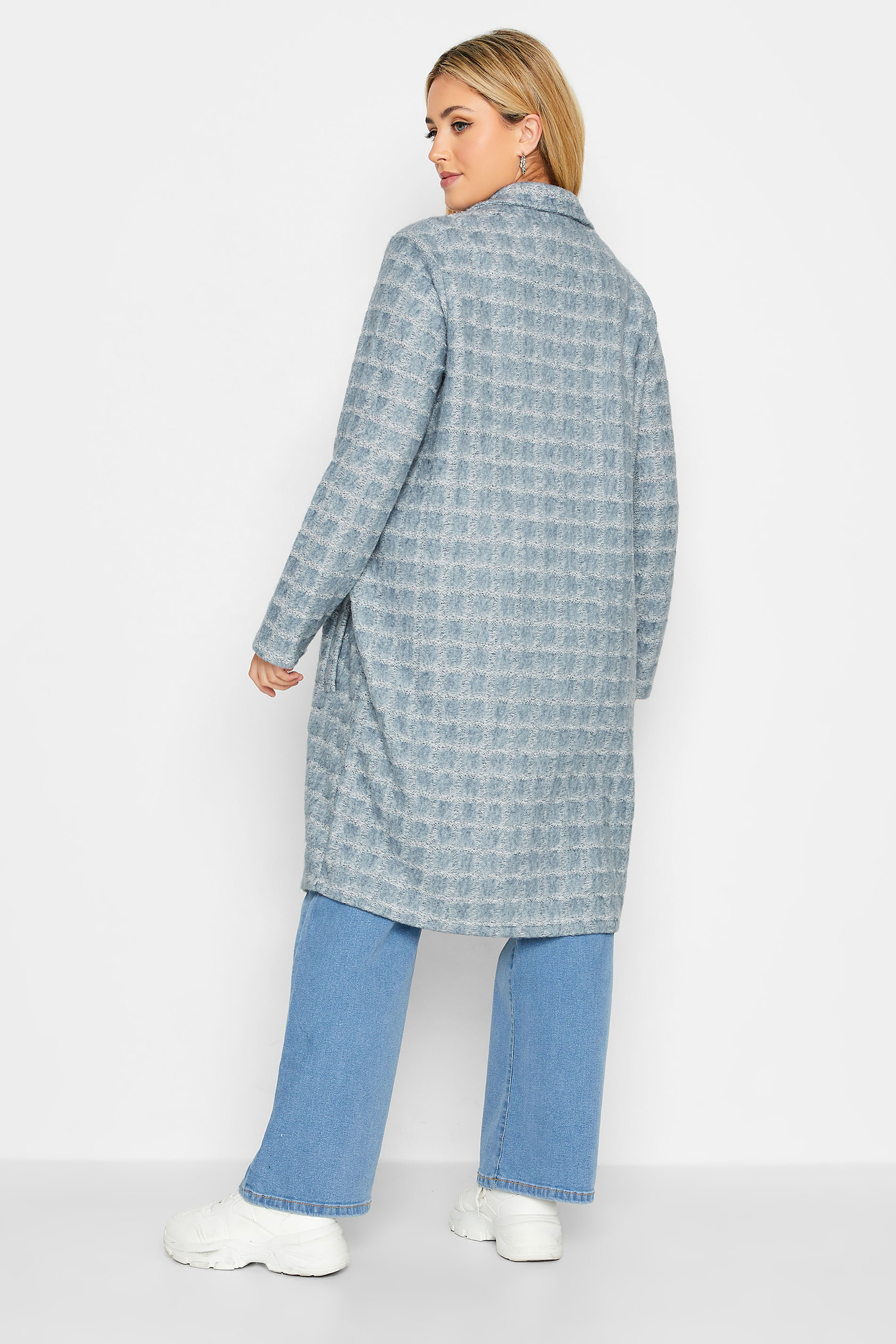 YOURS LUXURY Plus Size Blue Geometric Print Faux Fur Jacket | Yours Clothing 3