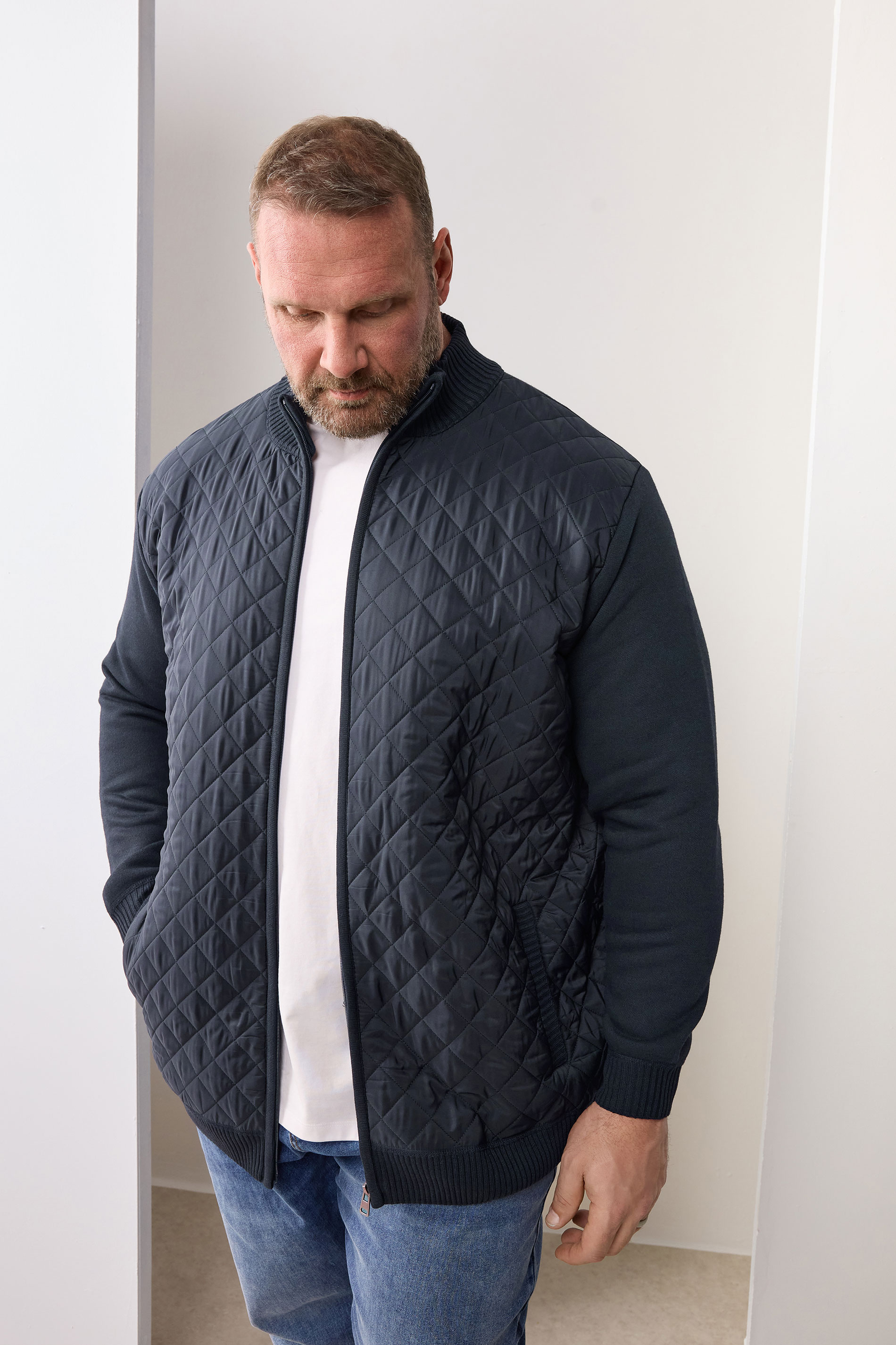 BadRhino Big & Tall Navy Blue Diamond Quilted Jacket 3