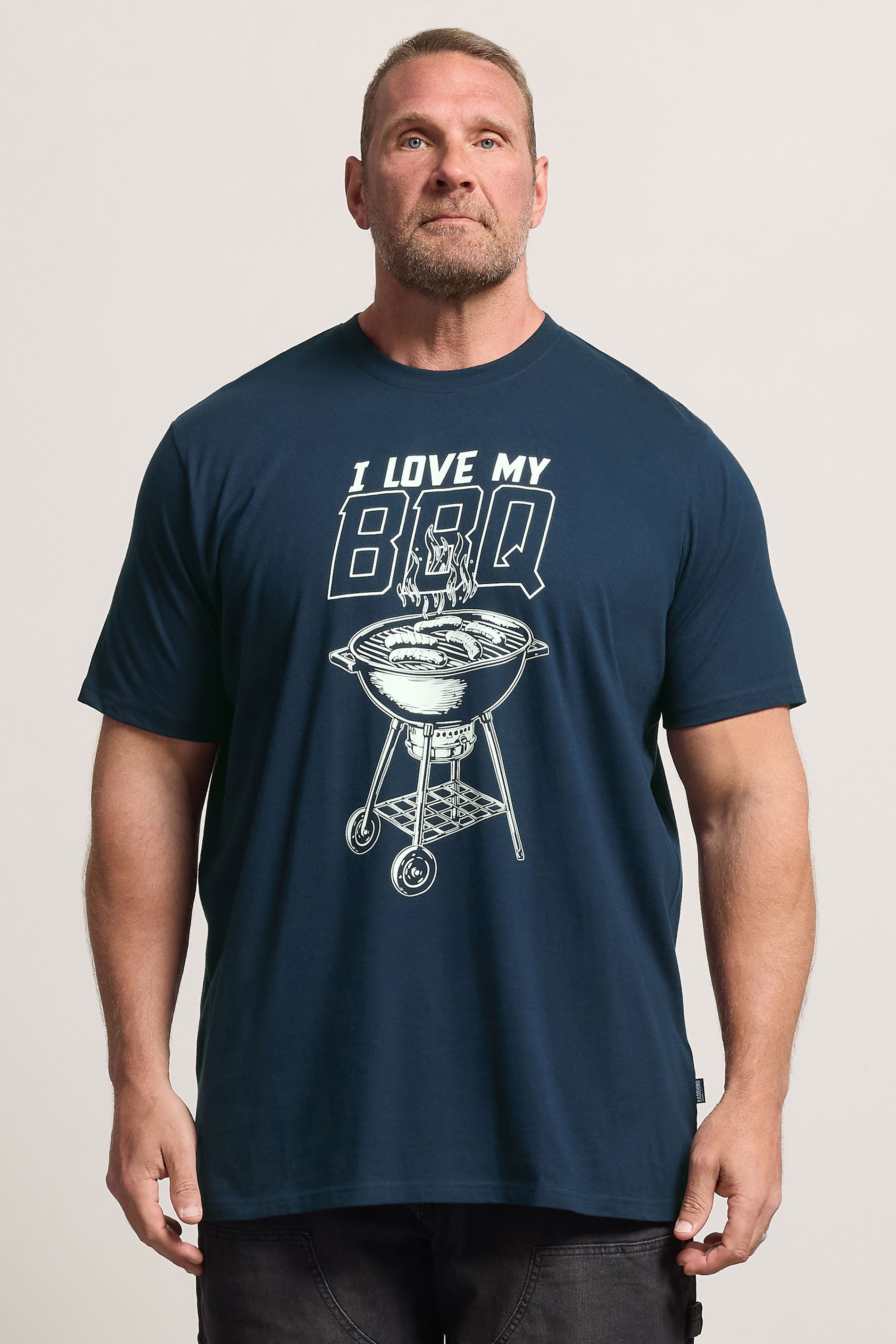BadRhino Big & Tall Navy Blue Extra Long 'My BBQ' Graphic T-Shirt | BadRhino 3