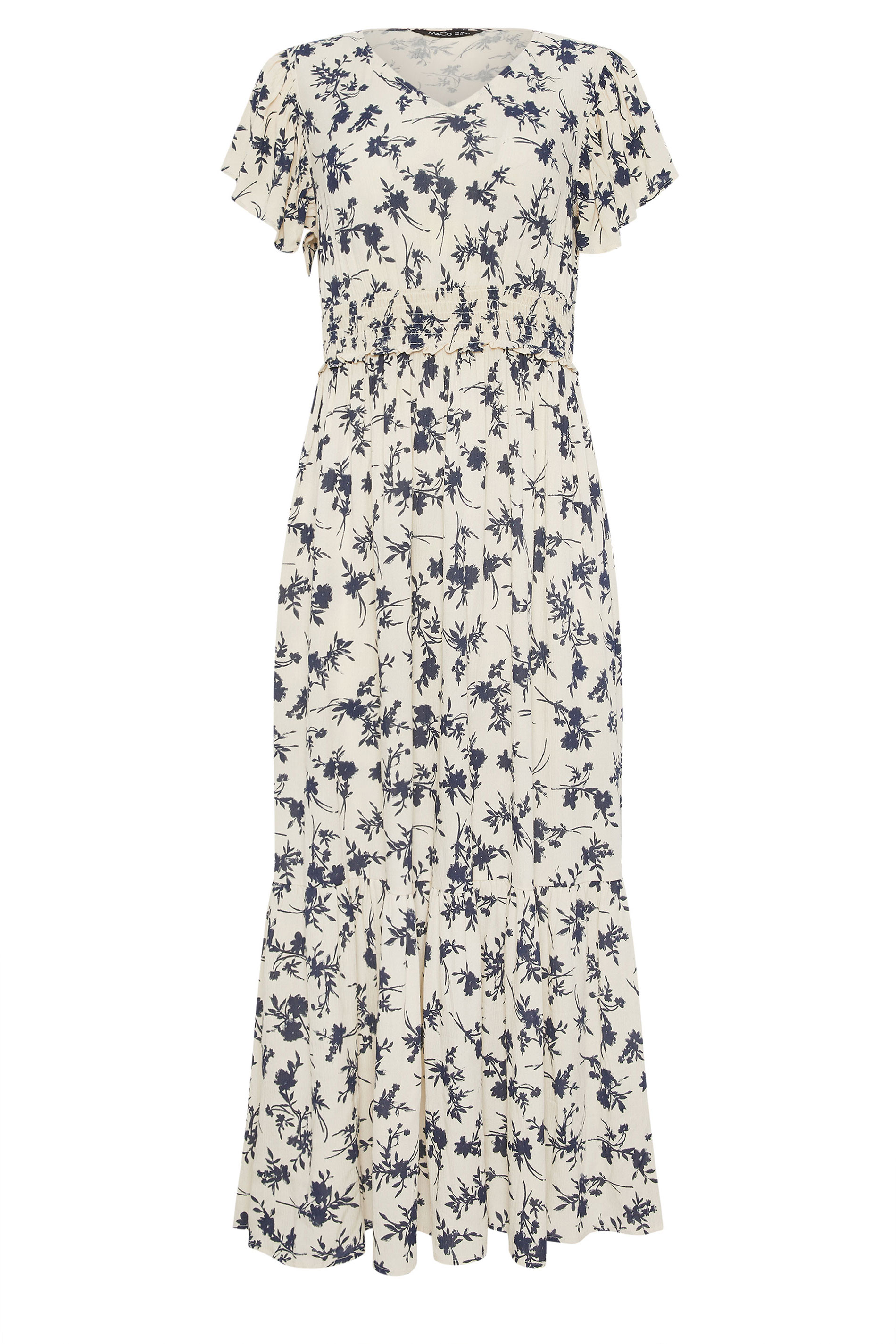 M&Co White Floral Print Shirred Waist Maxi Dress | M&Co 5