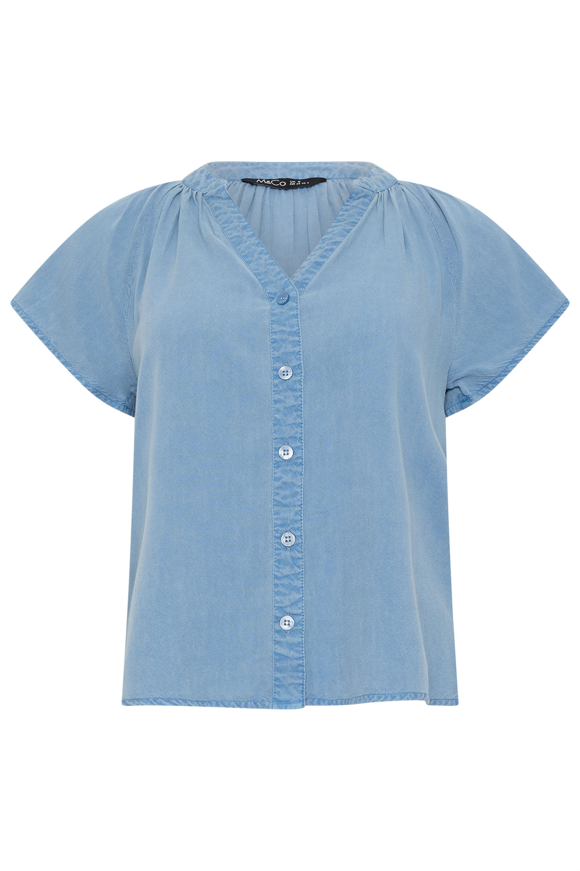 M&Co Petite Light Blue Button Front Blouse | M&Co 5