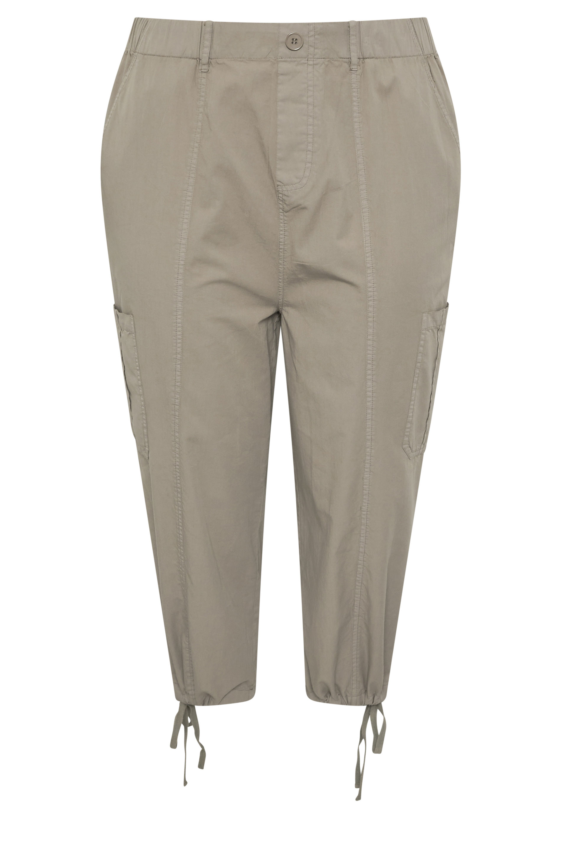 YOURS Plus Size Brown Cropped Cargo Trousers | Yours Clothing 5