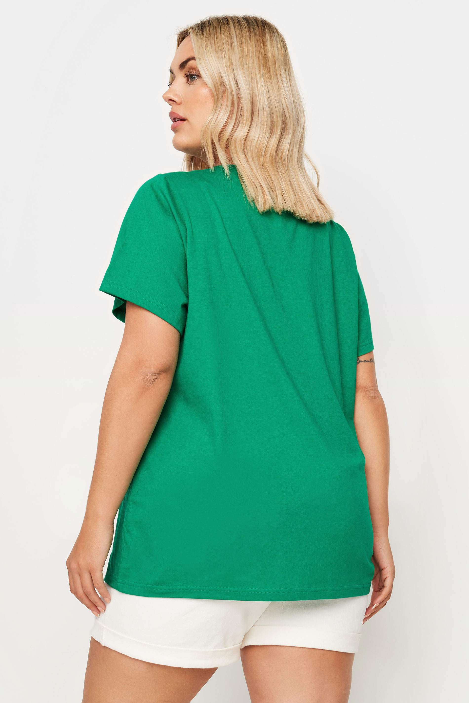YOURS Plus Size Green Crochet Pocket T-Shirt | Yours Clothing 3