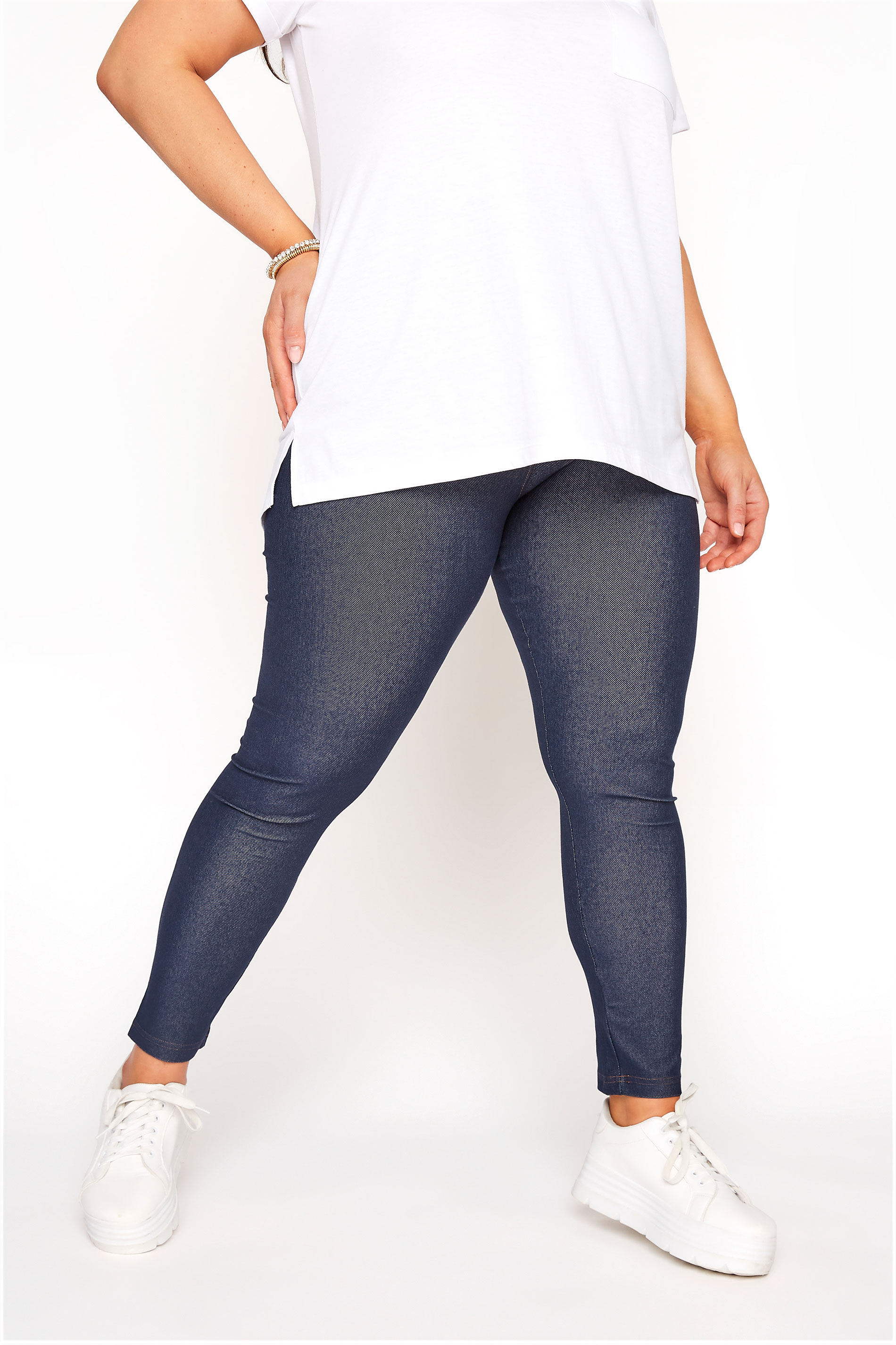 YOURS FOR GOOD Curve Mid Blue Jersey Jeggings_B.jpg