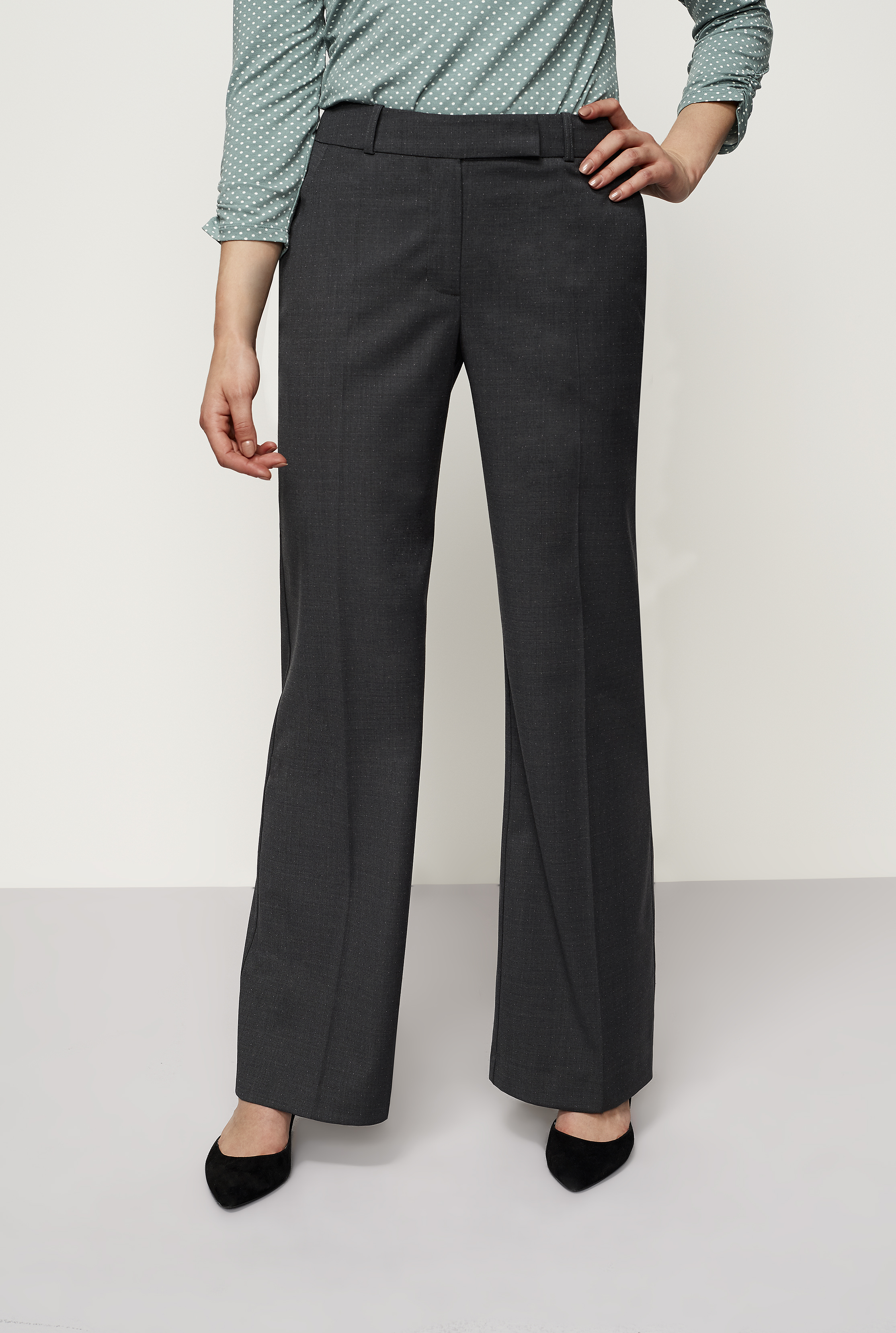 Wool Mix Spot Wide Trousers | Long Tall Sally