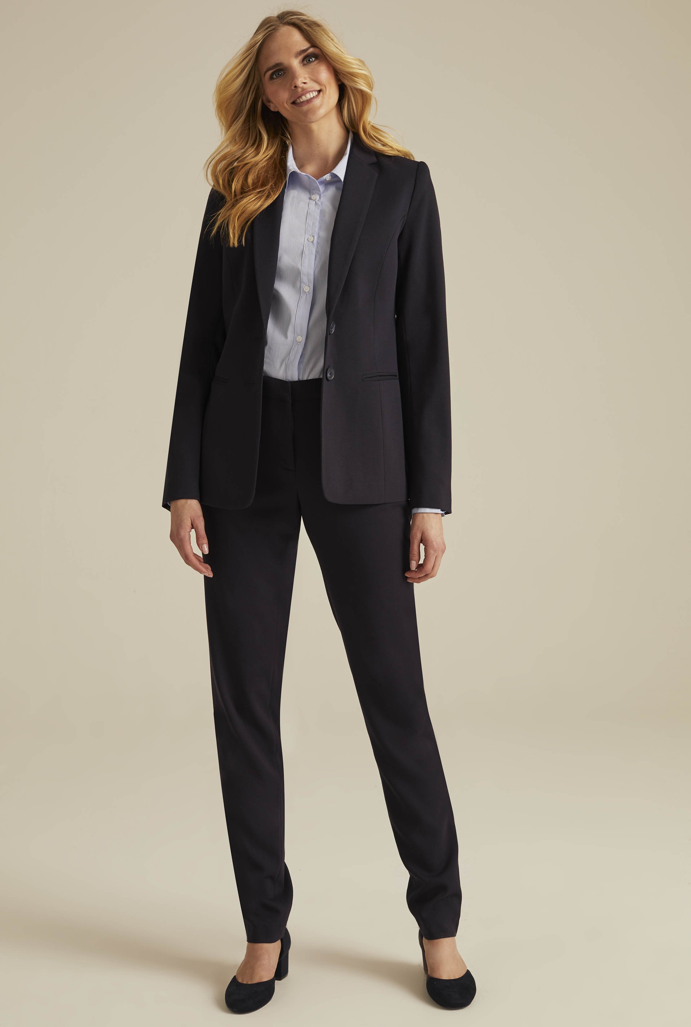 Navy Textured Longline Suit Jacket | Long Tall Sally