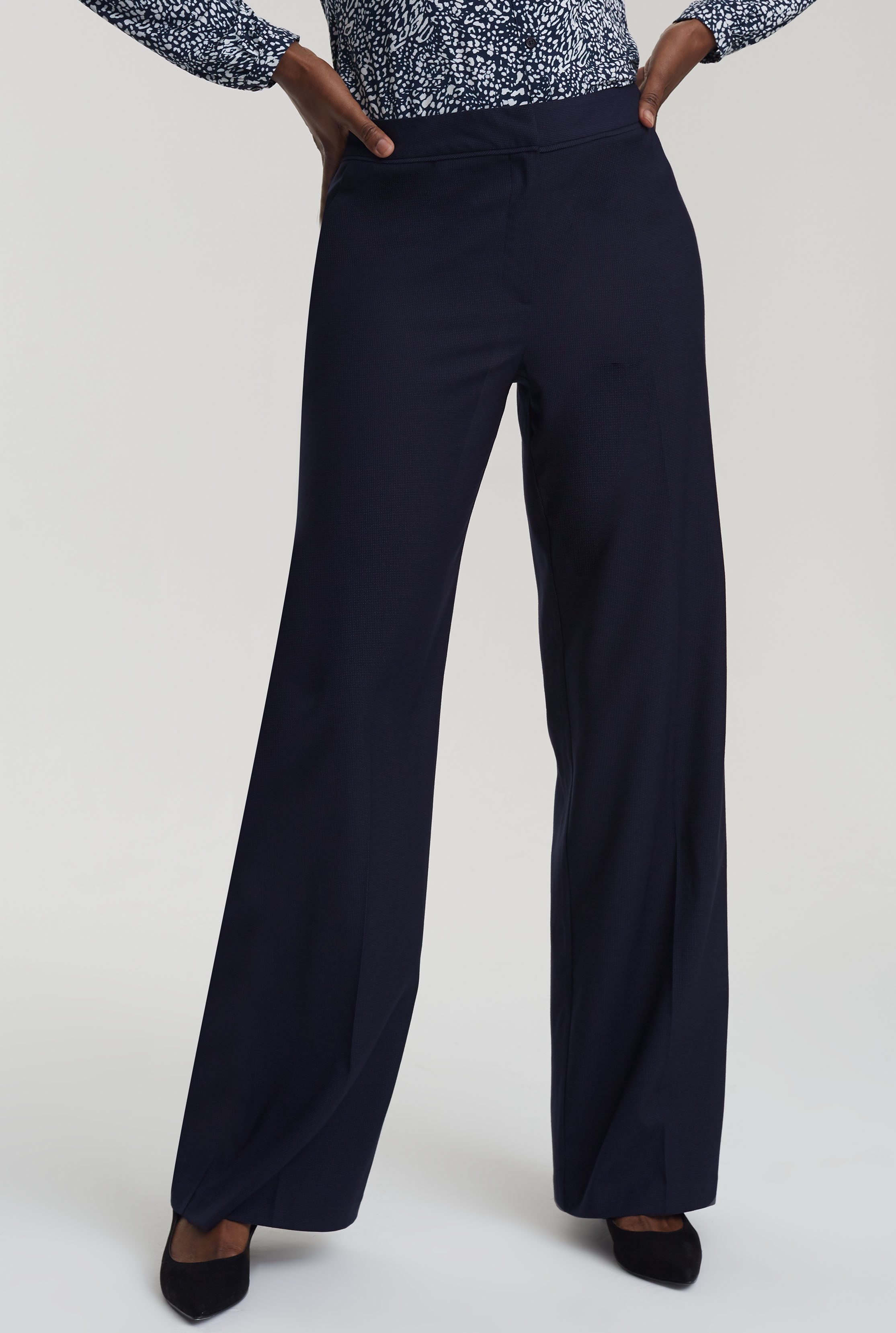 Navy Pin Dot Wide Suit Trouser | Long Tall Sally