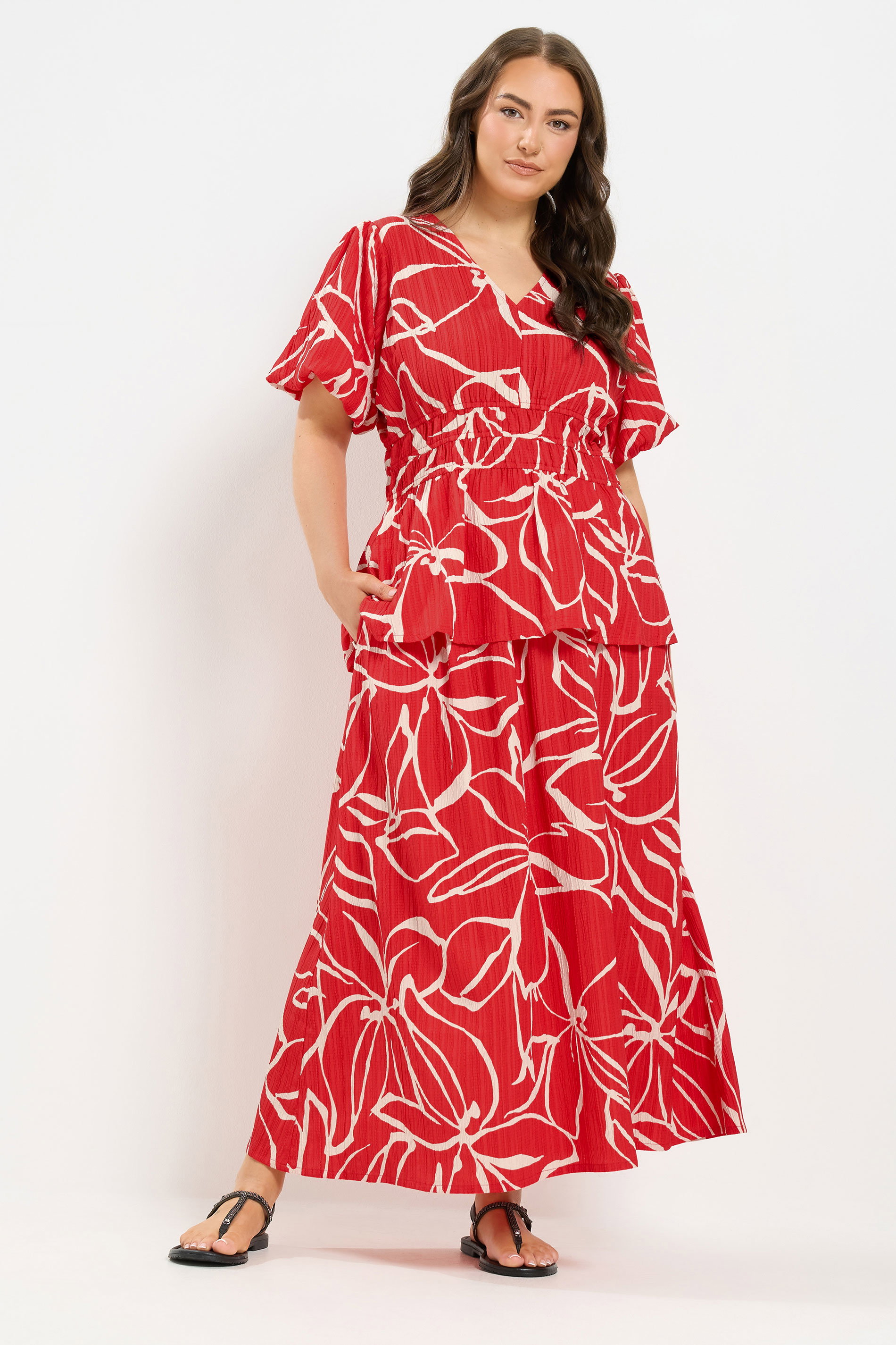 YOURS Plus Size Red Floral Print Skirt | Yours Clothing 1