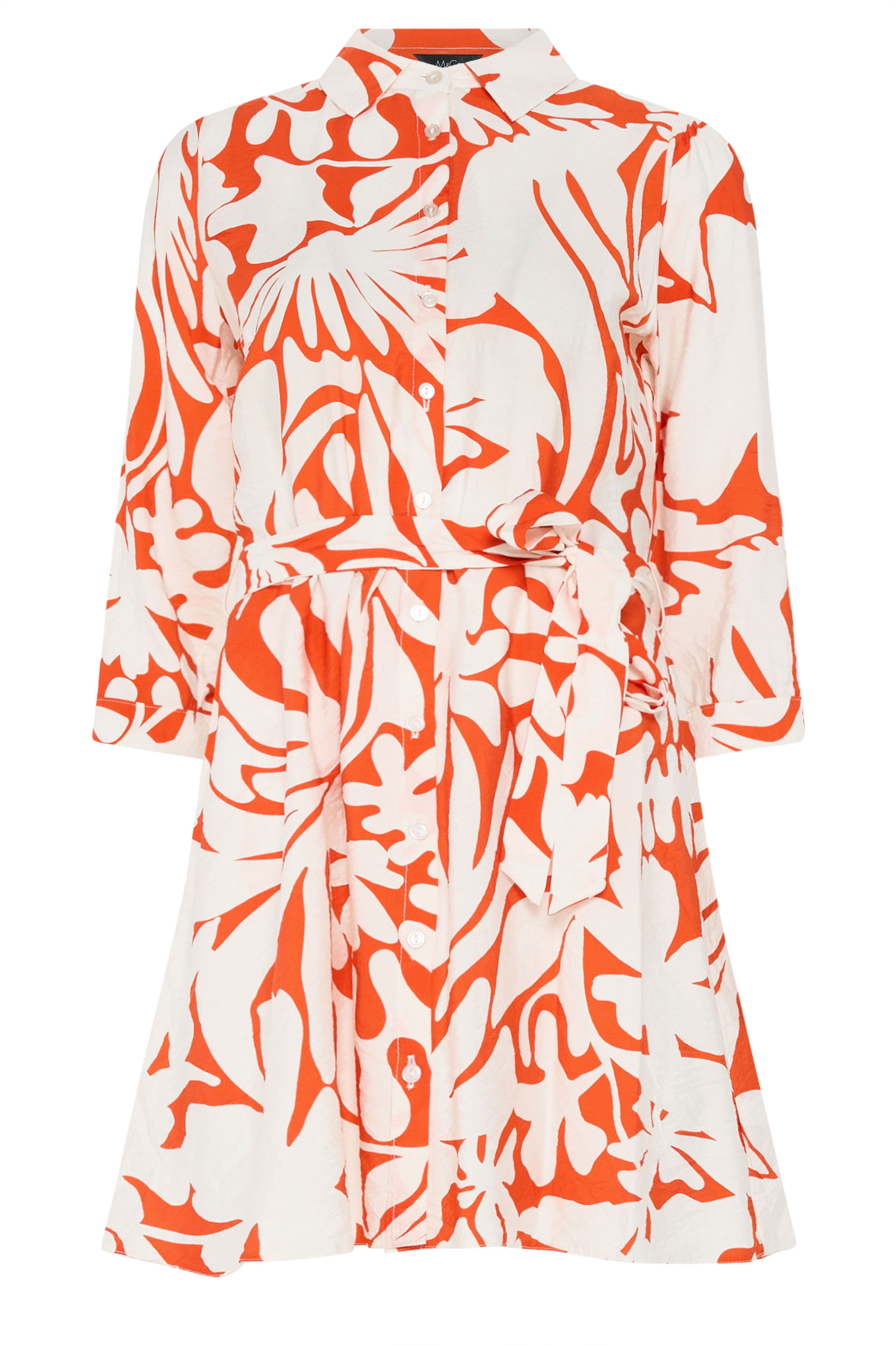 M&Co Orange Floral Belted Tunic Shirt | M&Co 5