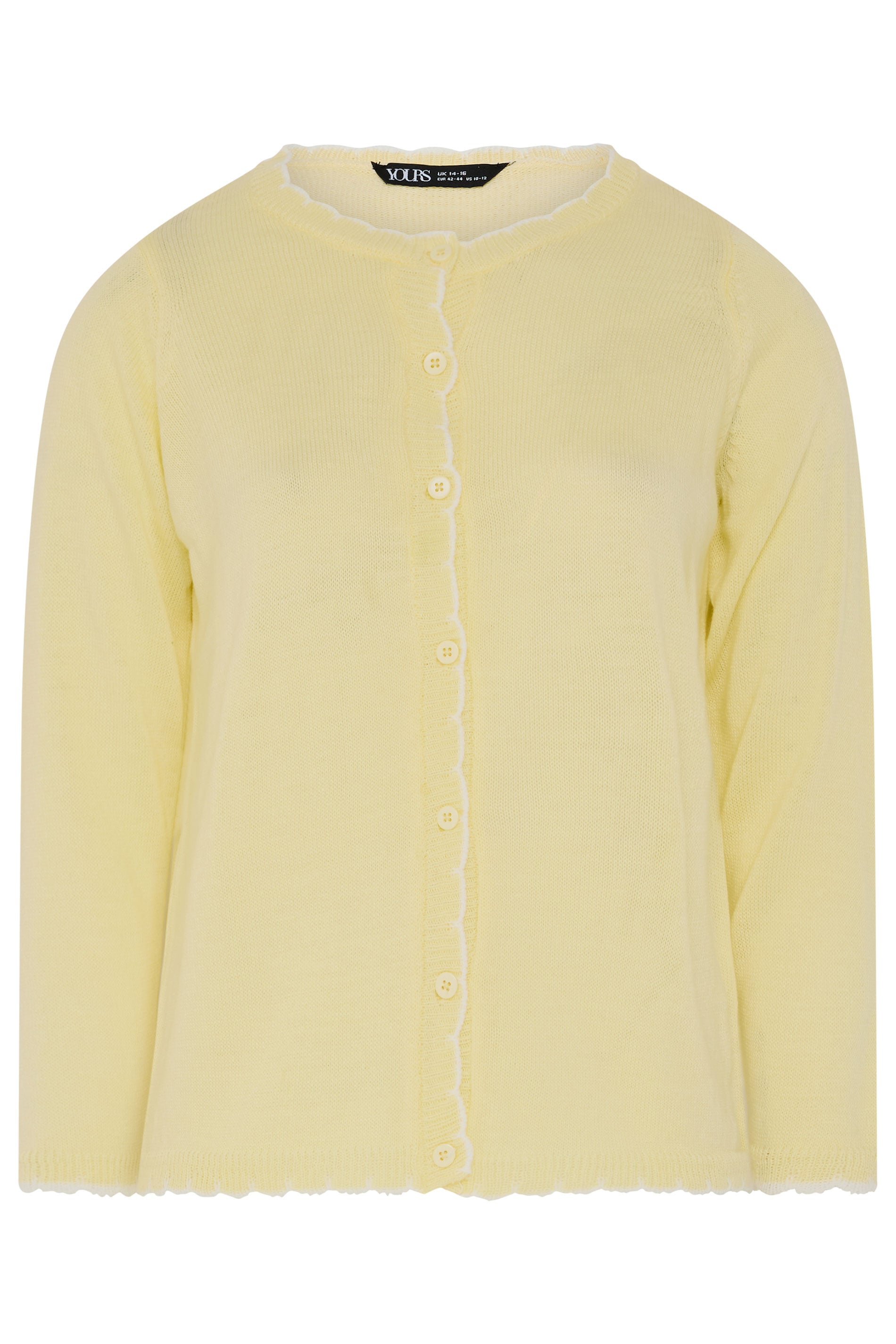 YOURS Plus Size Yellow Scallop Edge Cardigan | Yours Clothing 5