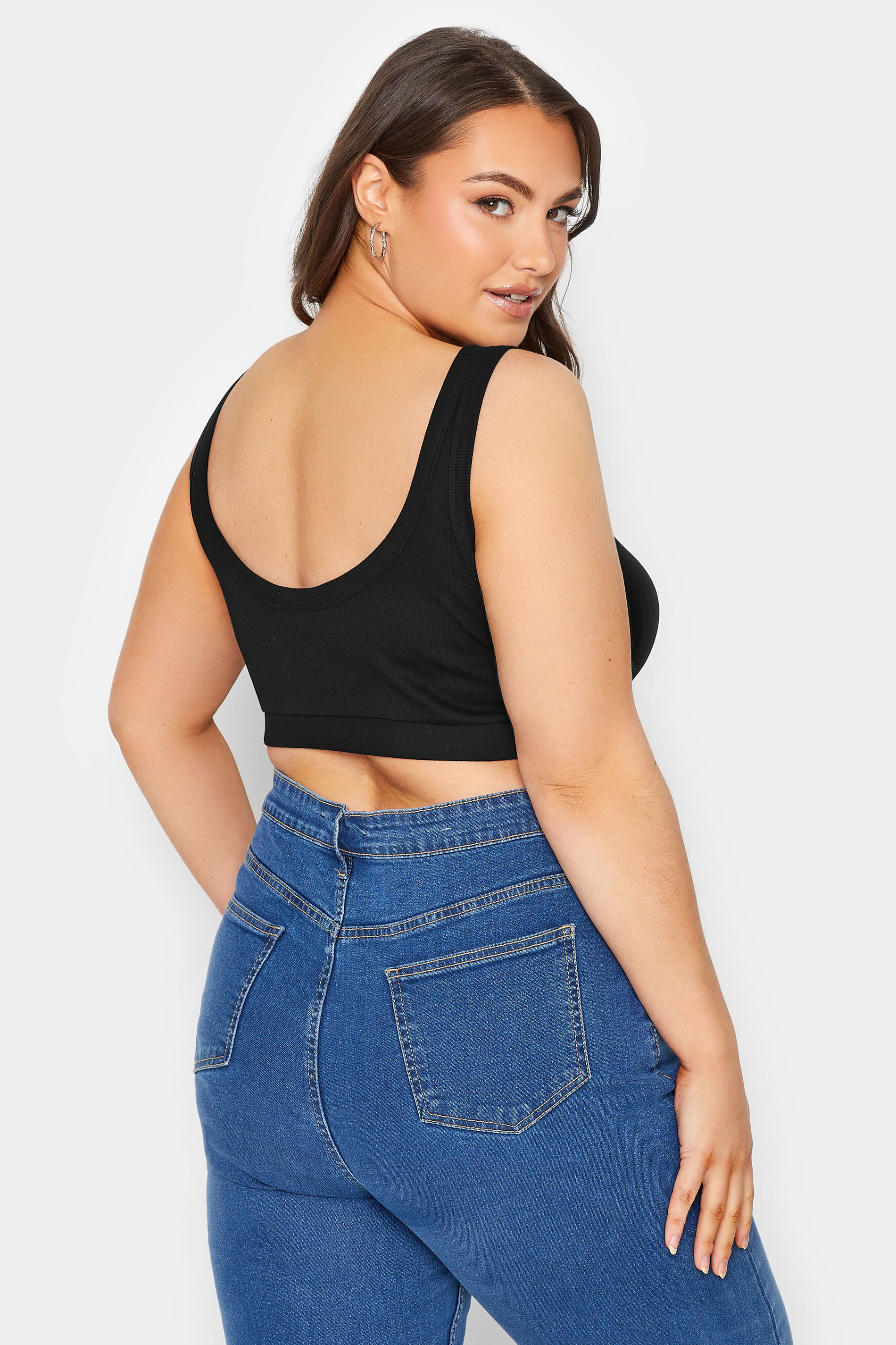 YOURS Plus Size Black Ribbed Crop Top 3